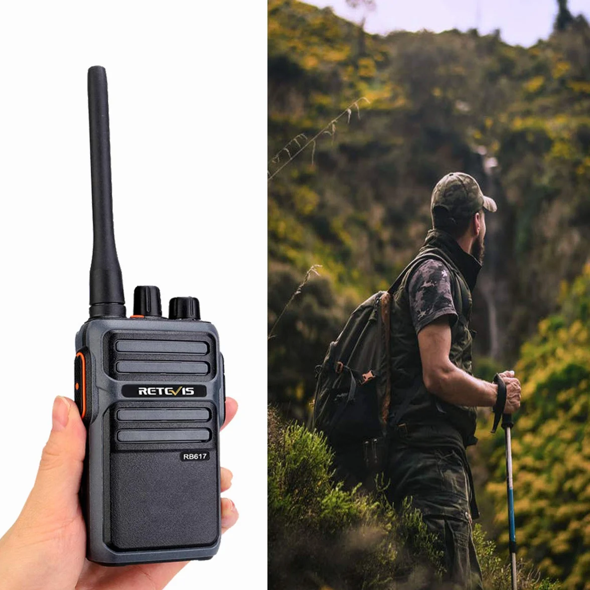 Retevis RB617 Walkie Talkie Akumulatorowe Radia, 4400 mAh z Kablem USB 2-w-1 Type-C, PMR446 VOX, Alarm Awaryjny, Radiotelefony i Krótkofalówki do Wysyłki, Wędrówek (Czarne i Szare, 2 Sztuki)