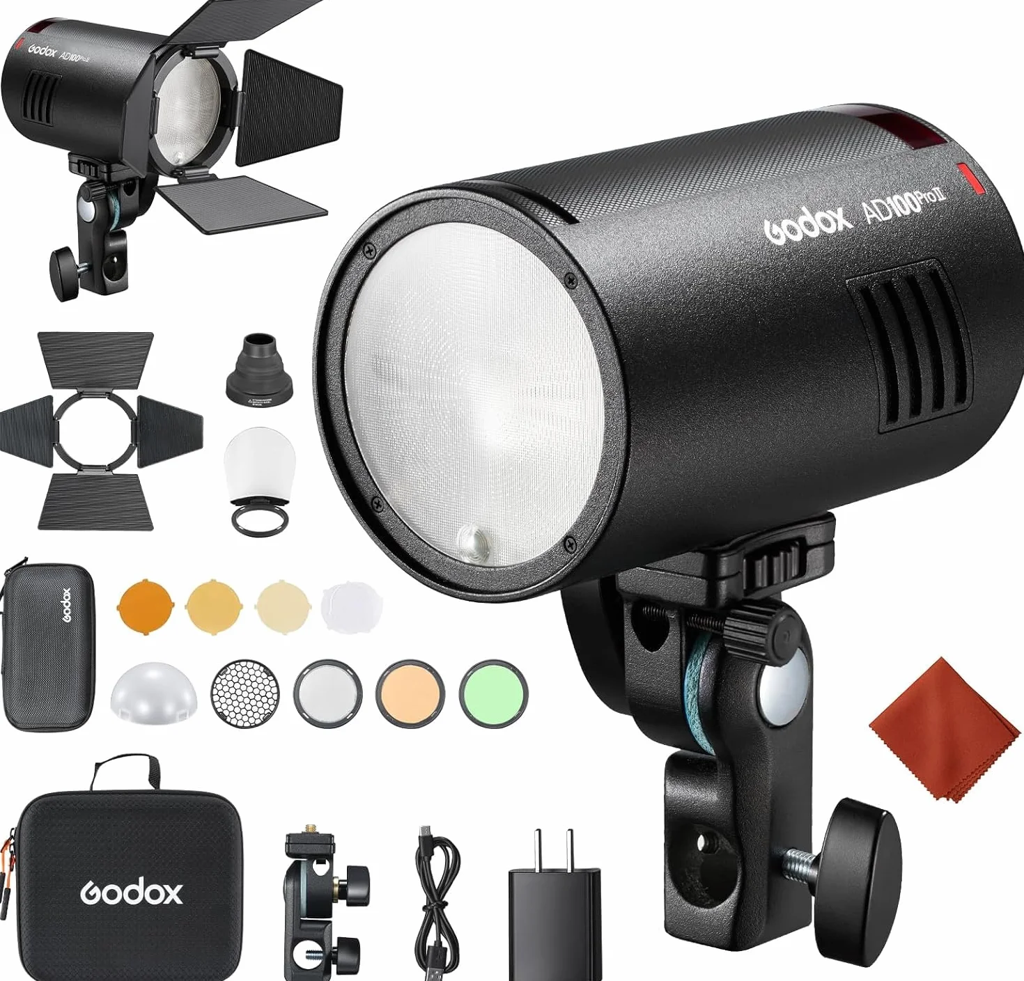 Godox AD100 Pro II kieszonkowa lampa błyskowa AD100PROII,490 pełna moc lampy błyskowej Godox AD100proII+AK-R1