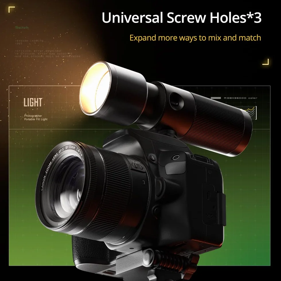 AMBITFUL Ręczna latarka fotograficzna LED, 4 kolory, przenośny reflektor fotograficzny z 20 gobo, 8400 mAh stop aluminium ładowalne światło wypełniające, wideo, tworzenie treści