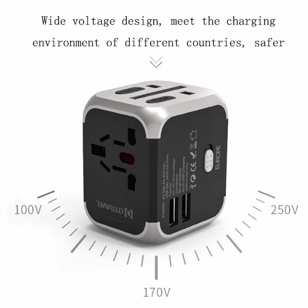 Na całym świecie adapter podróży, Adapter Travel Socket International, przenośne podróże Międzynarodowe Ładowanie Gniazdo Konwersji (Color : D, Rozmiar : 65x50x60mm)