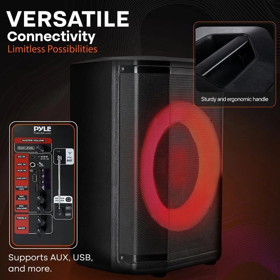 Pyle Audio Bluetooth Party Speaker - Big Speaker with True Wireless Stereo System - Enjoy Powerful Bass and Clear Treble - Party Bluetooth Speaker with Carry Bag and Tripod