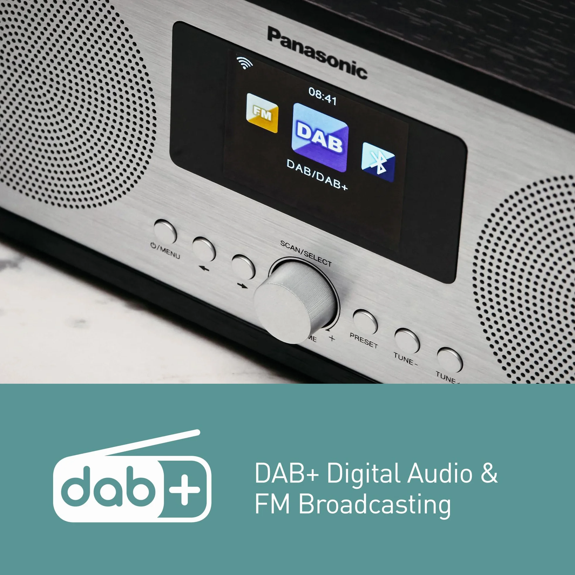 Panasonic RF-D40EGK-K radio internetowe i DAB+/FM z Bluetooth, 6 W, głośnik 7,5 cm, kolorowy wyświetlacz TFT 2,4 cala, budzik i timer zasypiania, pilot zdalnego sterowania, USB, Wi-Fi, czarny