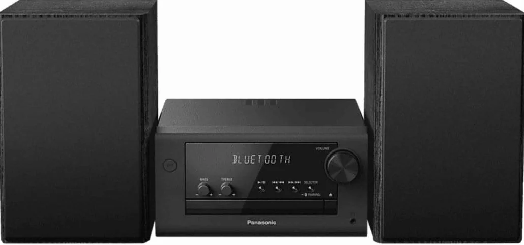 Panasonic SC-PM704EG-K kompaktowy system stereo Micro HiFi z CD, radio DAB+/FM, USB i Bluetooth, głośniki 80 W, regulacja basów, czarny