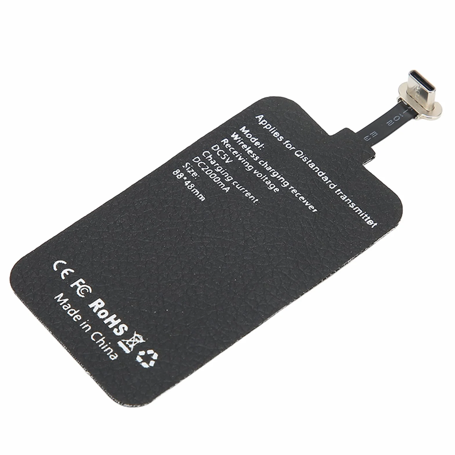 Bezprzewodowy odbiornik ładowania typu C, bezprzewodowy adapter do ładowania Qi USB-C 5 V 2 A odbiornik ładowania samoprzylepna smukła ładowarka moduł, do wszystkich telefonów
