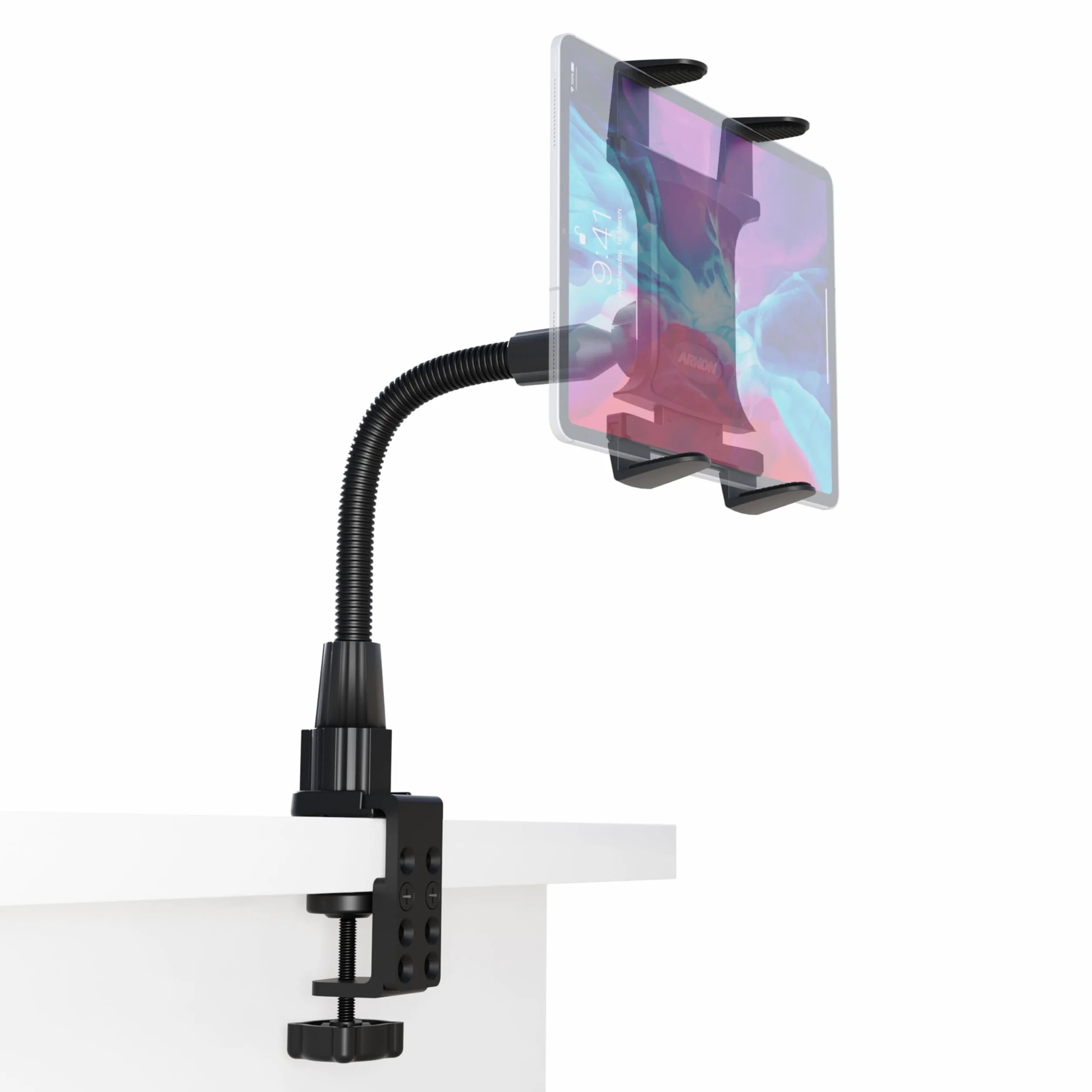 ARKON TAB086-12 wytrzymały uchwyt zaciskowy do tabletu z 12-calową szyjką do iPada Pro iPad Air Galaxy Note 10.1 Retail czarny