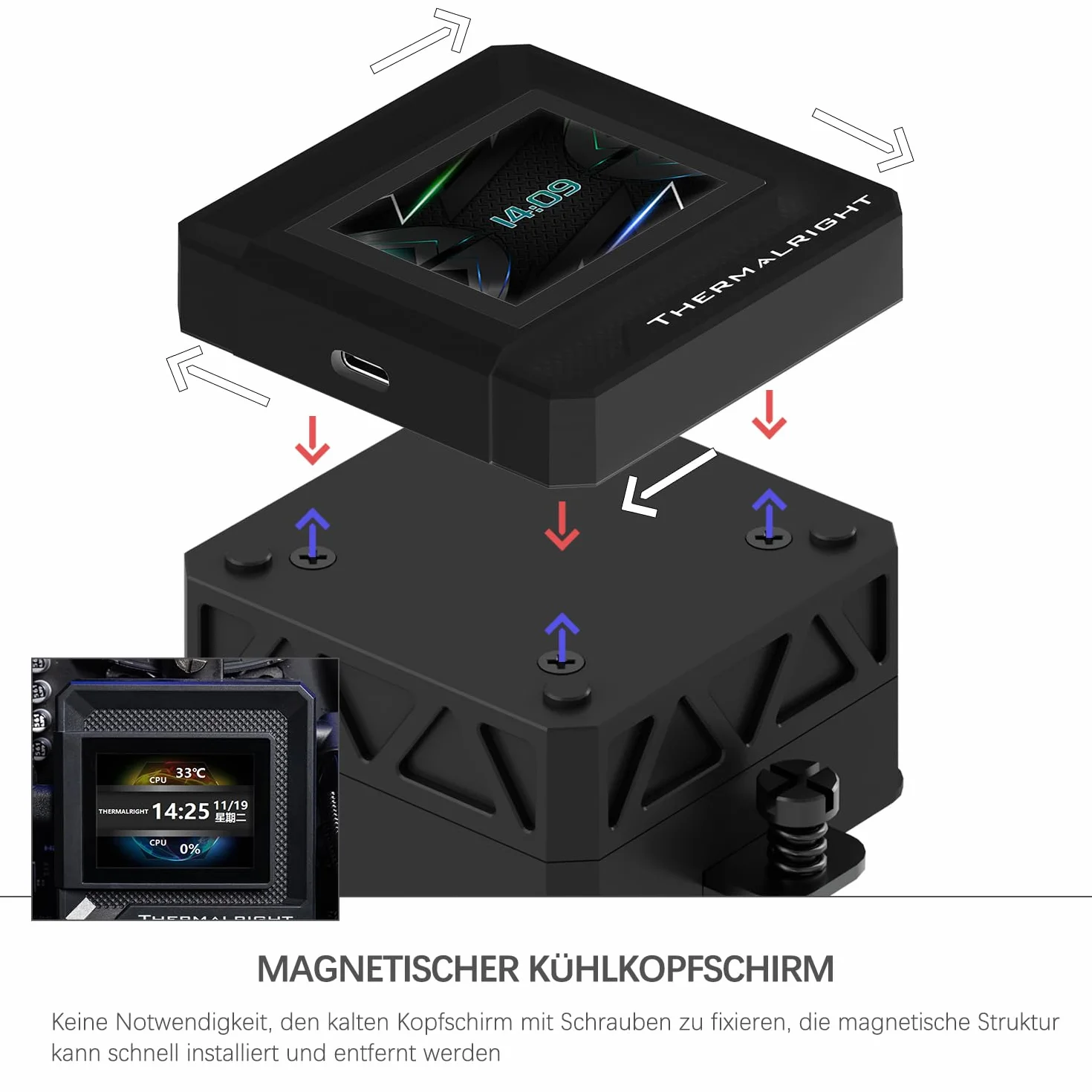 TR-Thermalright FW360 SE Black ARGB Liquid CPU chłodnica, 2-calowy ekran IPS LCD o rozdzielczości 320 x 240, magnetyczny motyw ekranu DIY, do AM4/AM5, LGA1851/1700/115x