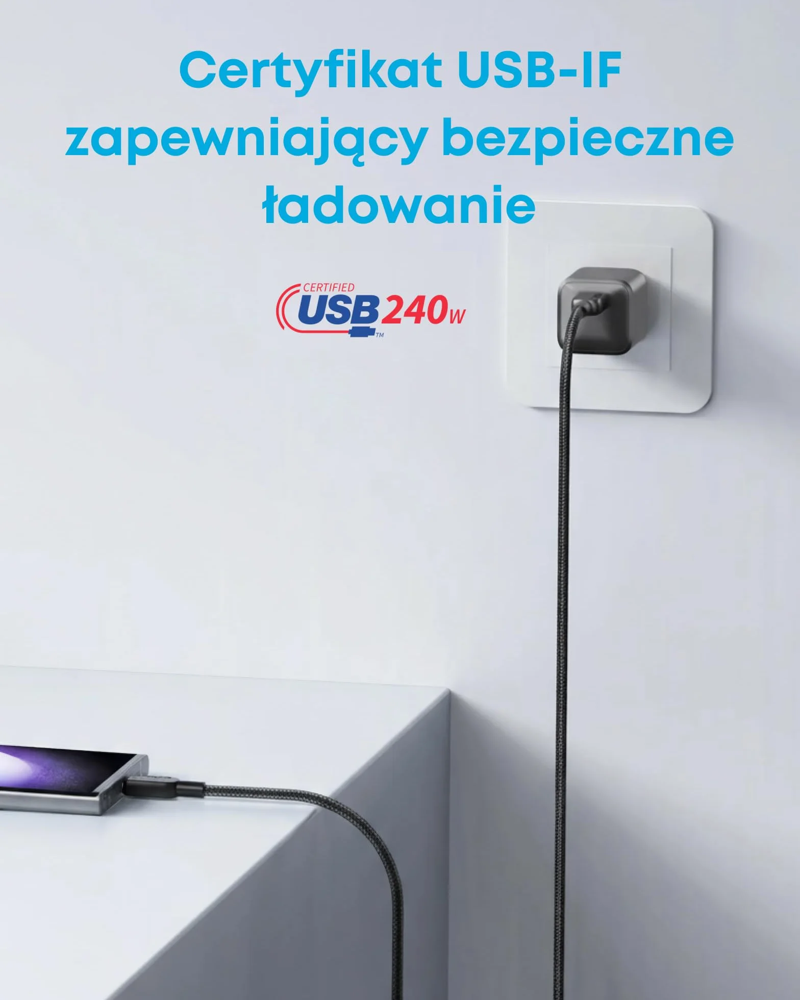 Kabel USB C do USB C Anker (180 cm), 3 przewód do szybkiego ładowania typu C o mocy 240 W do iPhone'a 17/16, MacBooka Pro 2020, iPada Air 4 i innych urządzeń