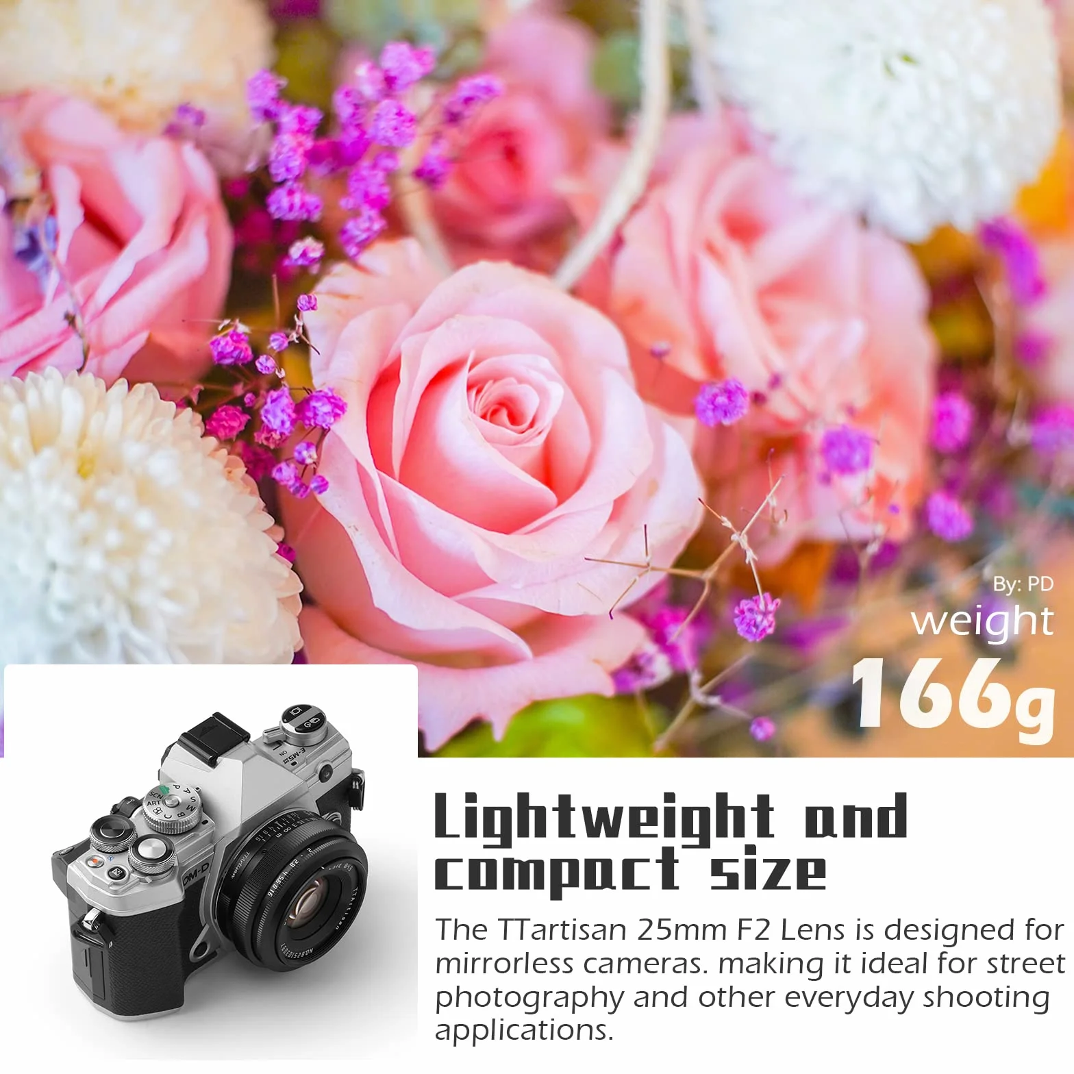 TTartisan 25 mm F2 szerokokątna ręczna soczewka, kompatybilna z MFT M4/3-Mount bezlusterkowa epm1 emp2 E-PL1 E-PL2 E-PL3 E-PL5 E-PL6 G2 G3 G5 G6 G7 G9 GH1 GH2 GH3 GH4 GH5S