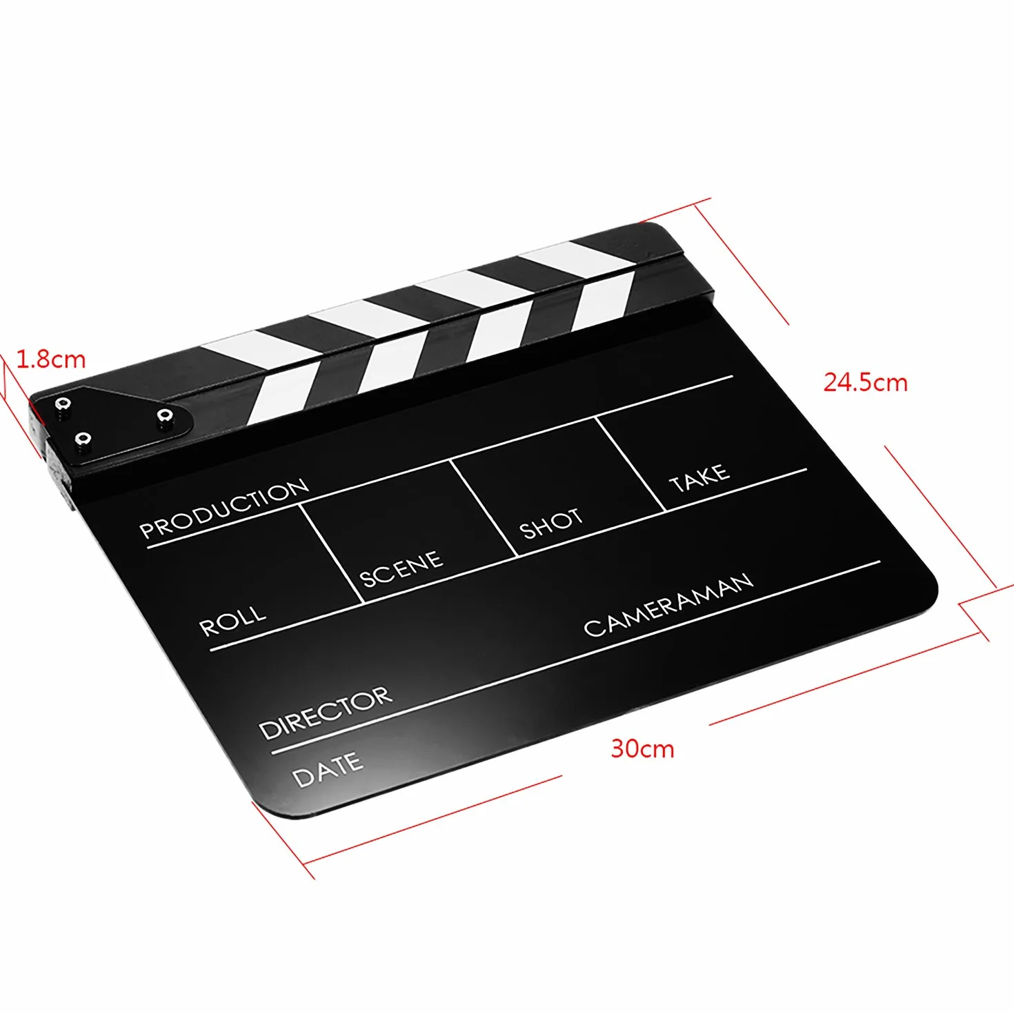 Akrylowe klap Clapperboard Film Scena akcji Łupek 30 x 24 cm, czarny