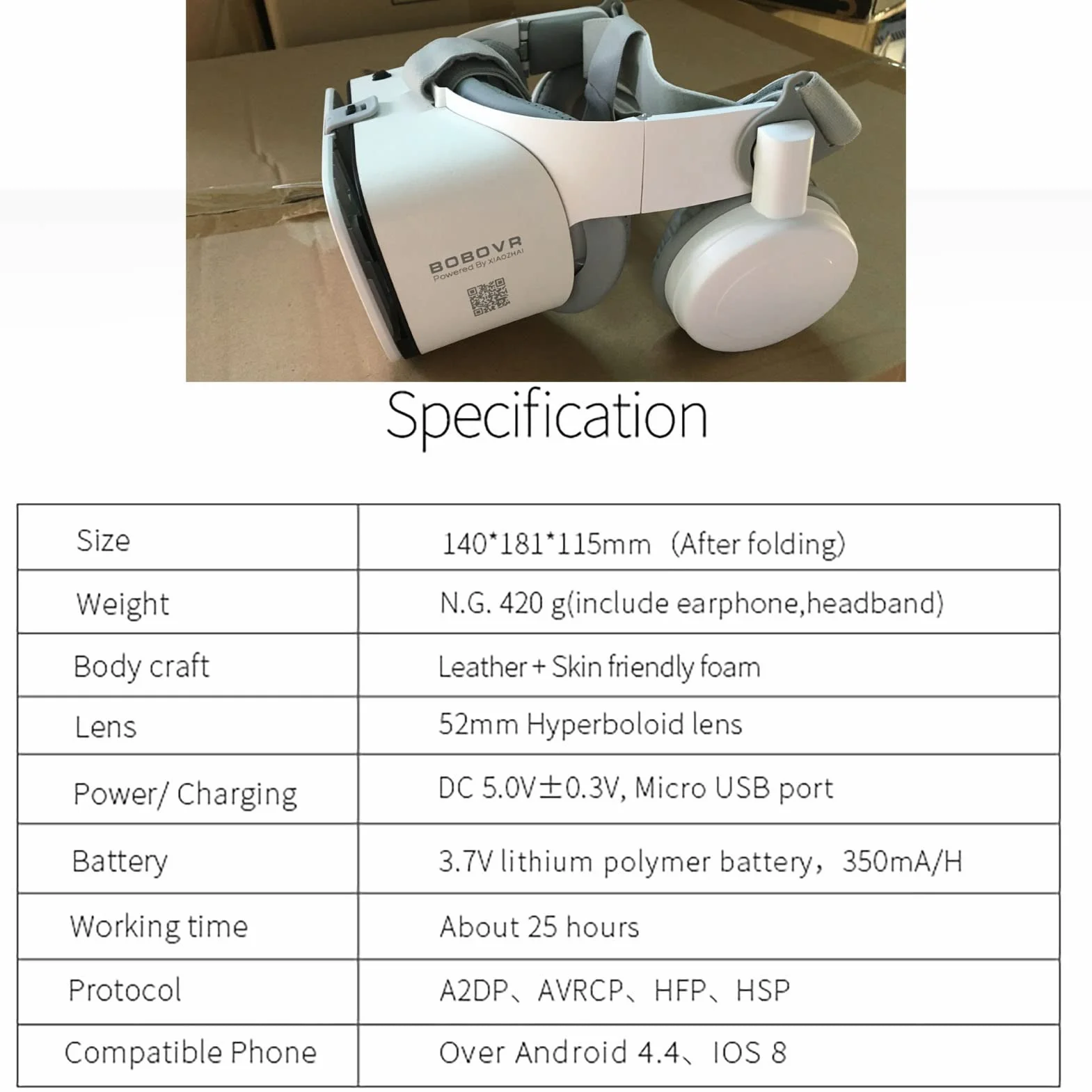 Okulary VR z pilotem zdalnego sterowania, okulary VR do filmów 3D gry wideo, VR Realidad Virtuales Game System VR zestaw słuchawkowy do iPhone'a Apple Android PC Phone (kolor: biały, rozmiar: 032)