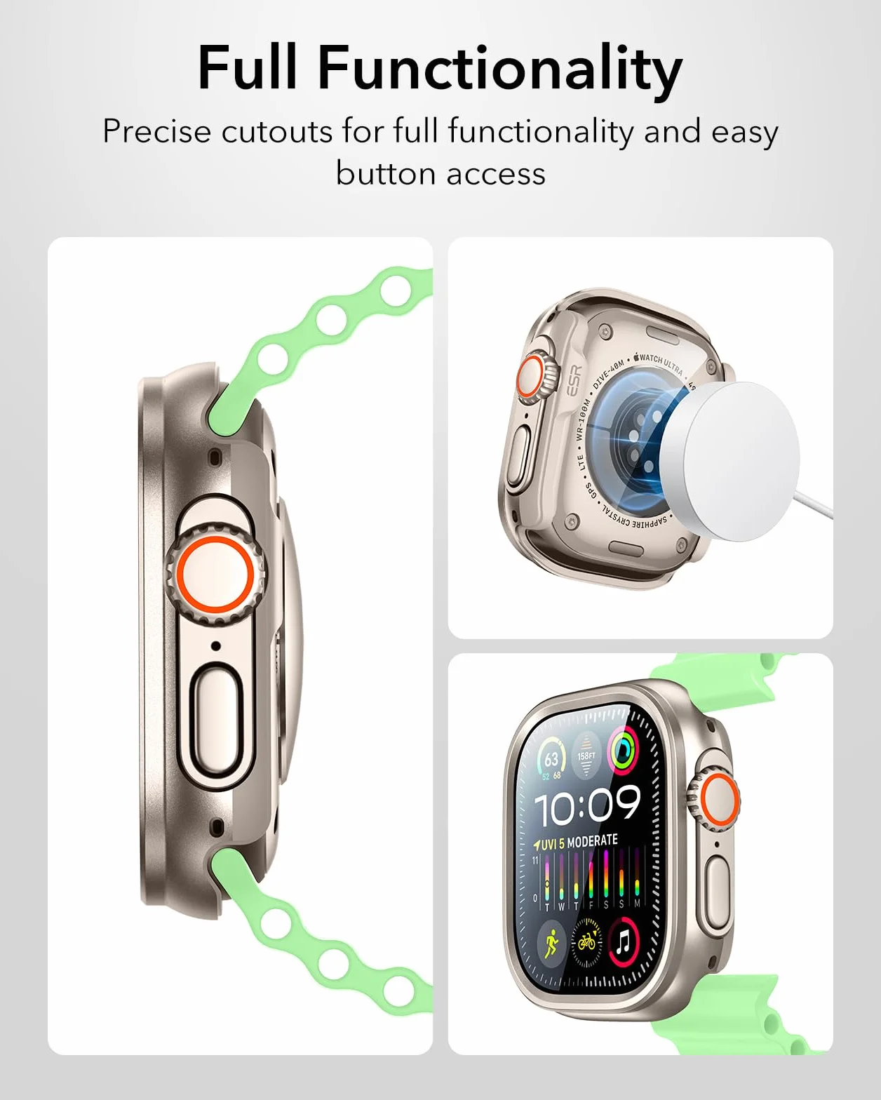 ESR Pokrowiec ochronny na Apple Watch Ultra 49 mm (2025/2024/2023/2022), ochrona wojskowa, stopoletni z 2 ochranicznikami ze szkła pancernego, pozostaje oryginalna
