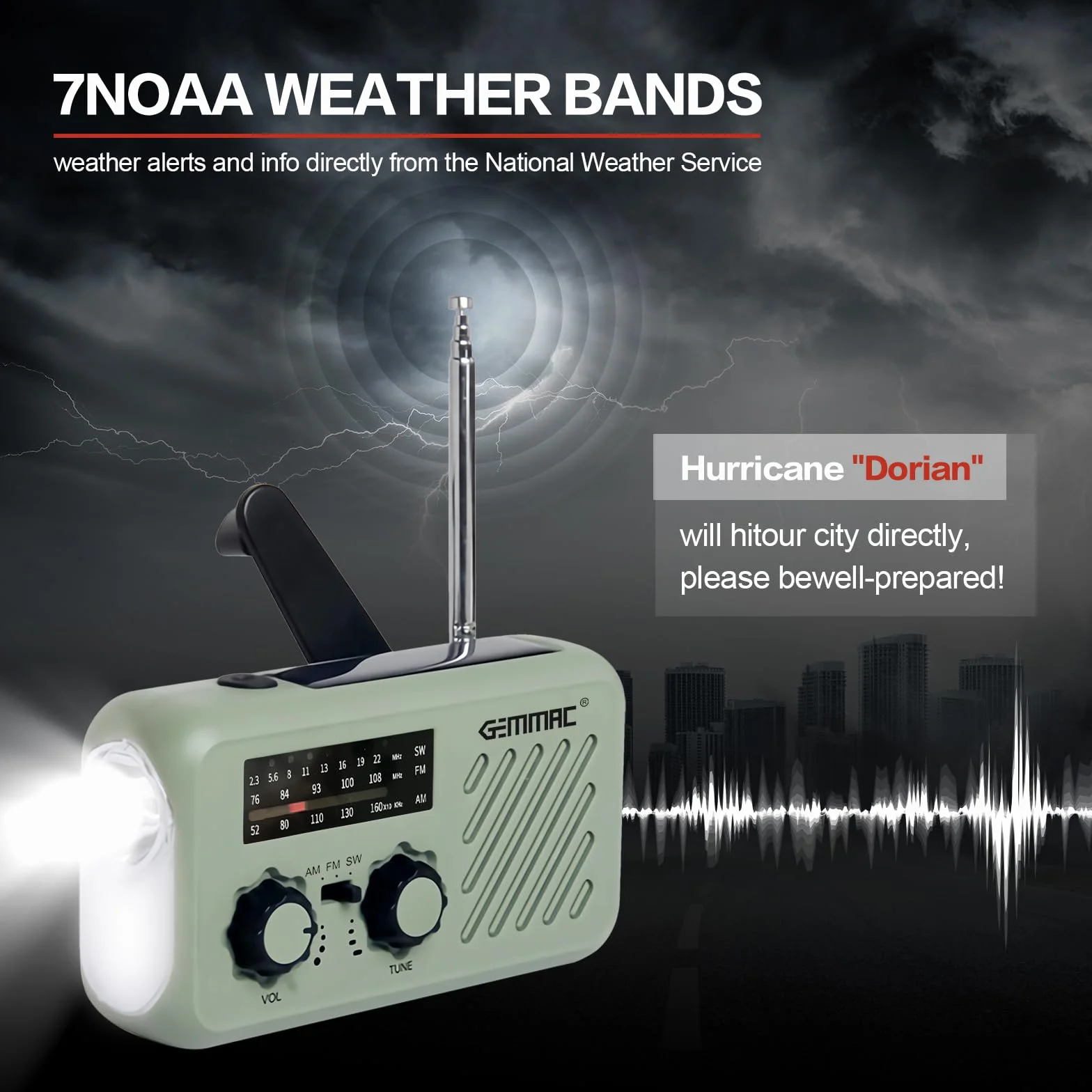Radio Awaryjne z Korbą Ręczną, Przenośne Radio AM/FM 2000 mAh z Ładowarką Słoneczną, 3 Tryby Latarki Alarm SOS do Materiałów Awaryjnych, Sporty na świeżym Powietrzu, Sprzęt Survivalowy