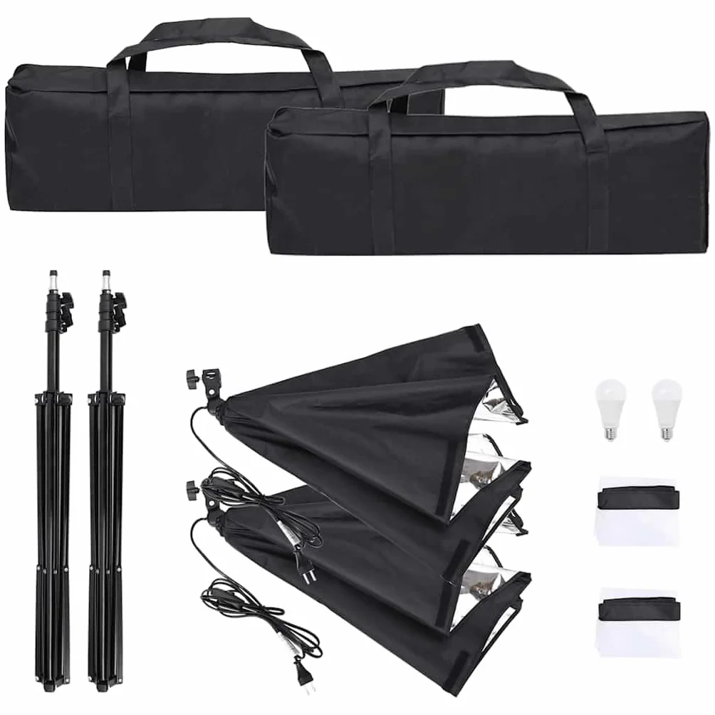 Zestaw do studia fotograficznego z oświetleniem Softbox, 5 kolorów tła, 2 statywy, 2 lampy LED do zdjęć, reflektor 5 w 1, możliwość ściemniania, do fotografii, streamingu, vlogowania