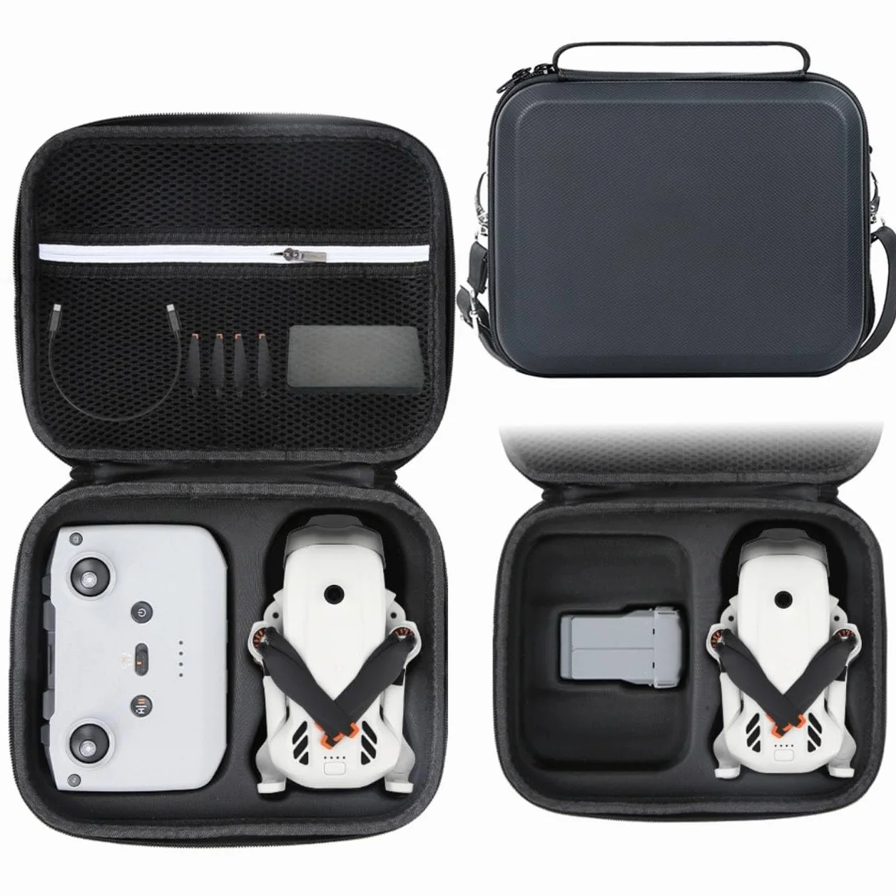 Futerał do DJI Lito X1/Lito 1 z dwoma bateriami combo, przenośna torba do przechowywania, twarda obudowa ochronna do drona DJI Lito X1/Lito 1 i pilota RC-N3, Czarny, Proste