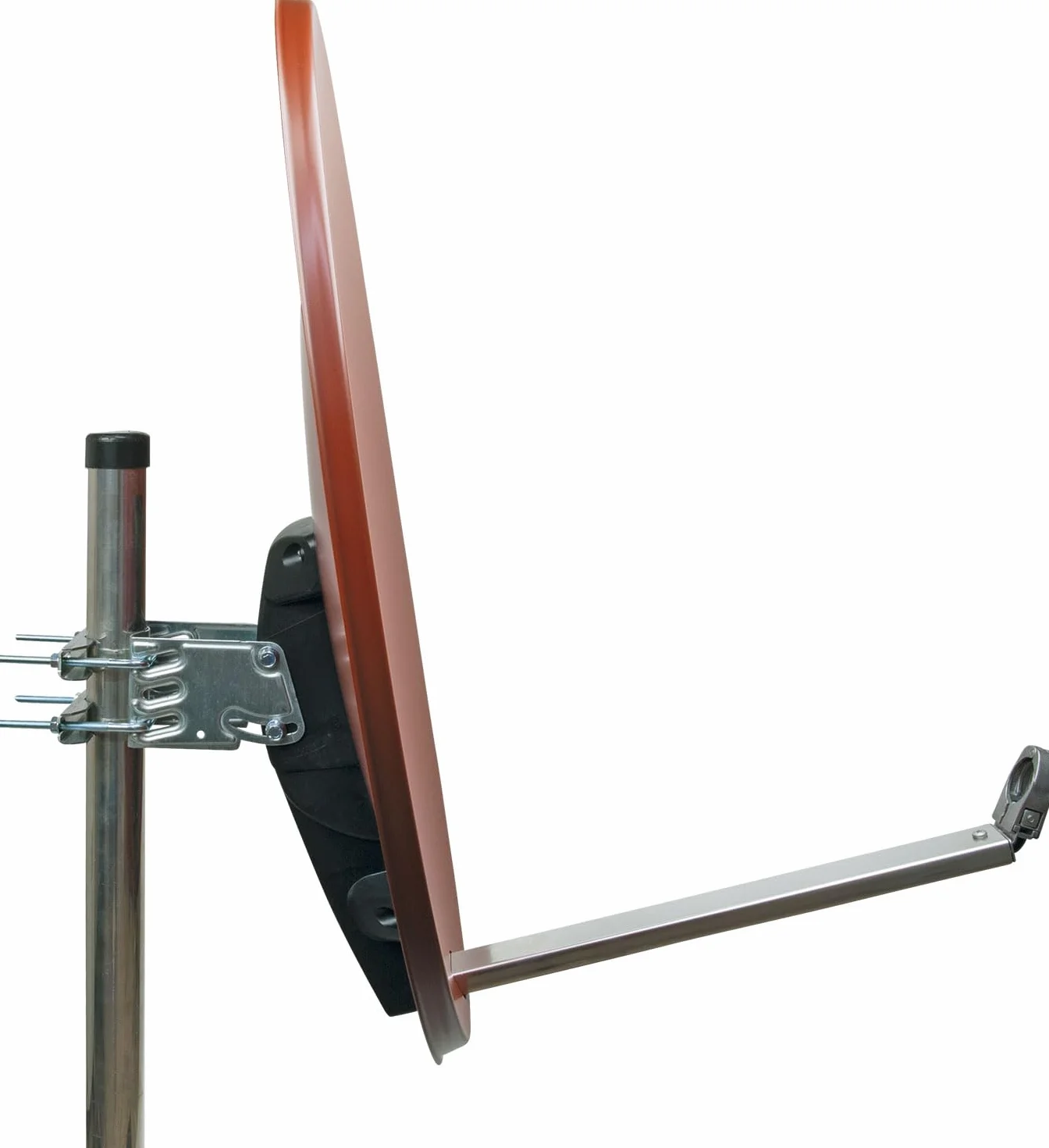 SCHWAIGER antena satelitarna LNB ramię nośne uchwyt masztu miska satelitarna aluminium 74,5 x 84,5 cm ceglana