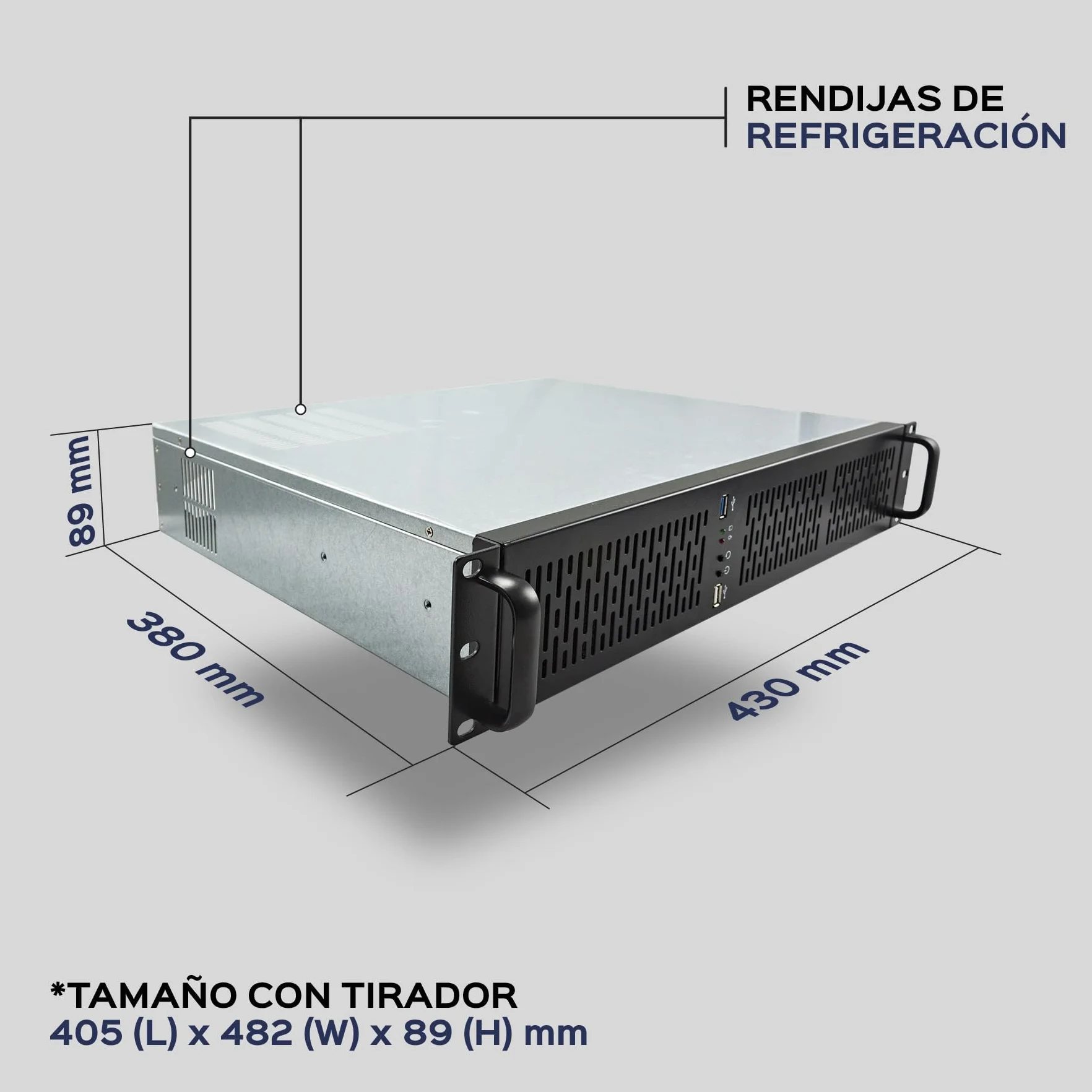 Unykach Obudowa Rack 2129 19" 2U - Silver/Black 1*USB 3.0 + 1*USB 2.0