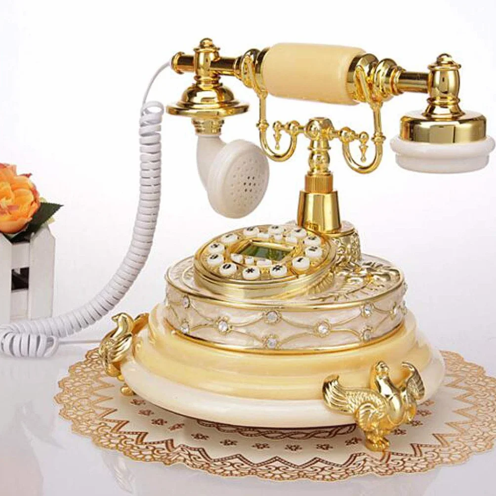 Telefon Zabytkowy telefon Europejski retro Kreatywny moda Domowy stacjonarny Ogród Biuro(Yellow)