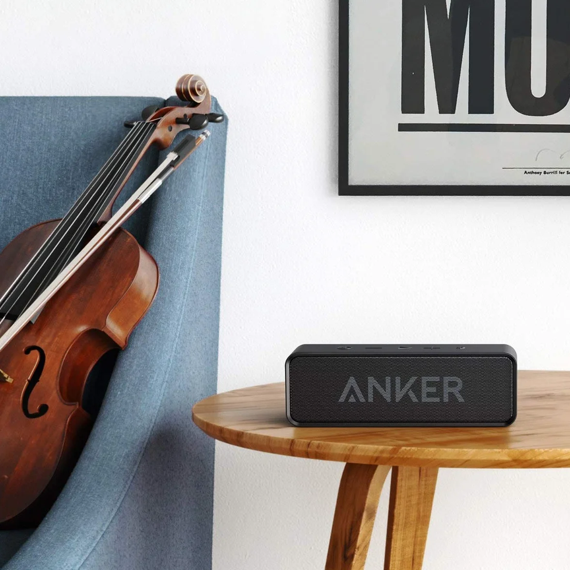 Ulepszony głośnik Bluetooth Soundcore firmy Anker, wodoodporność IPX5, dźwięk stereo, bateria wystarczająca na 24 godziny, kompaktowy głośnik bezprzewodowy do iPhone'a, Samsunga i innych urządzeń