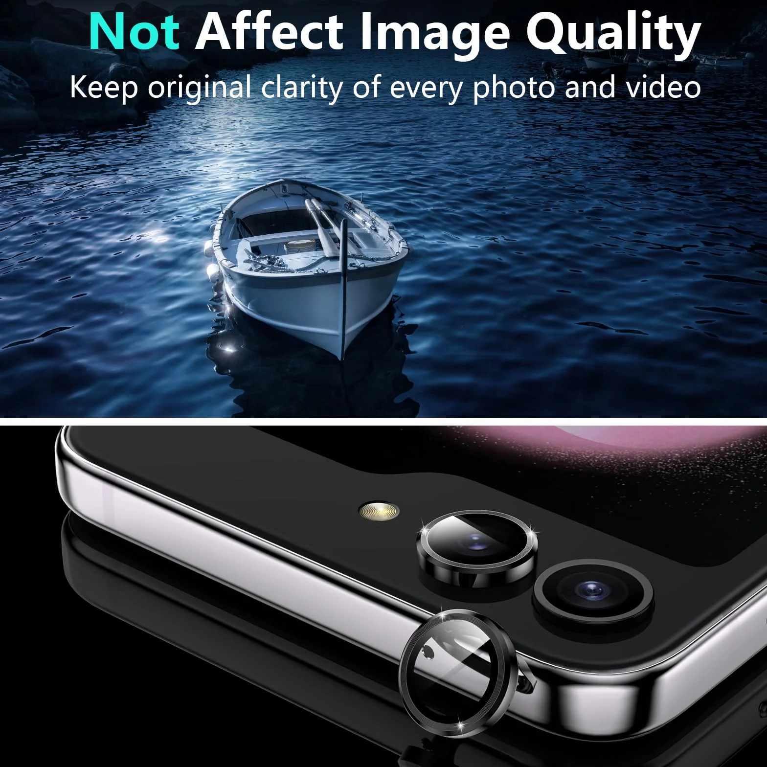 YWXTW Ulepszone narzędzie wyrównujące 2023 do Samsung Galaxy Z Flip 5, 2 sztuki wewnętrznego miękkiego EPU + 2 szt. przednich szkła hartowanego + 2 szt. metalowych ochraniaczy obiektywu aparatu,