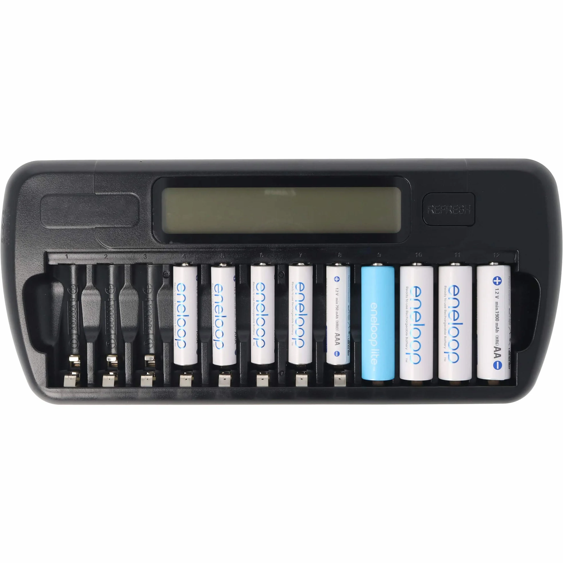everActive NC-1200 sterowana mikroprocesorem ładowarka NIMH z wyświetlaczem LCD do 1-12 baterii AA/AAA