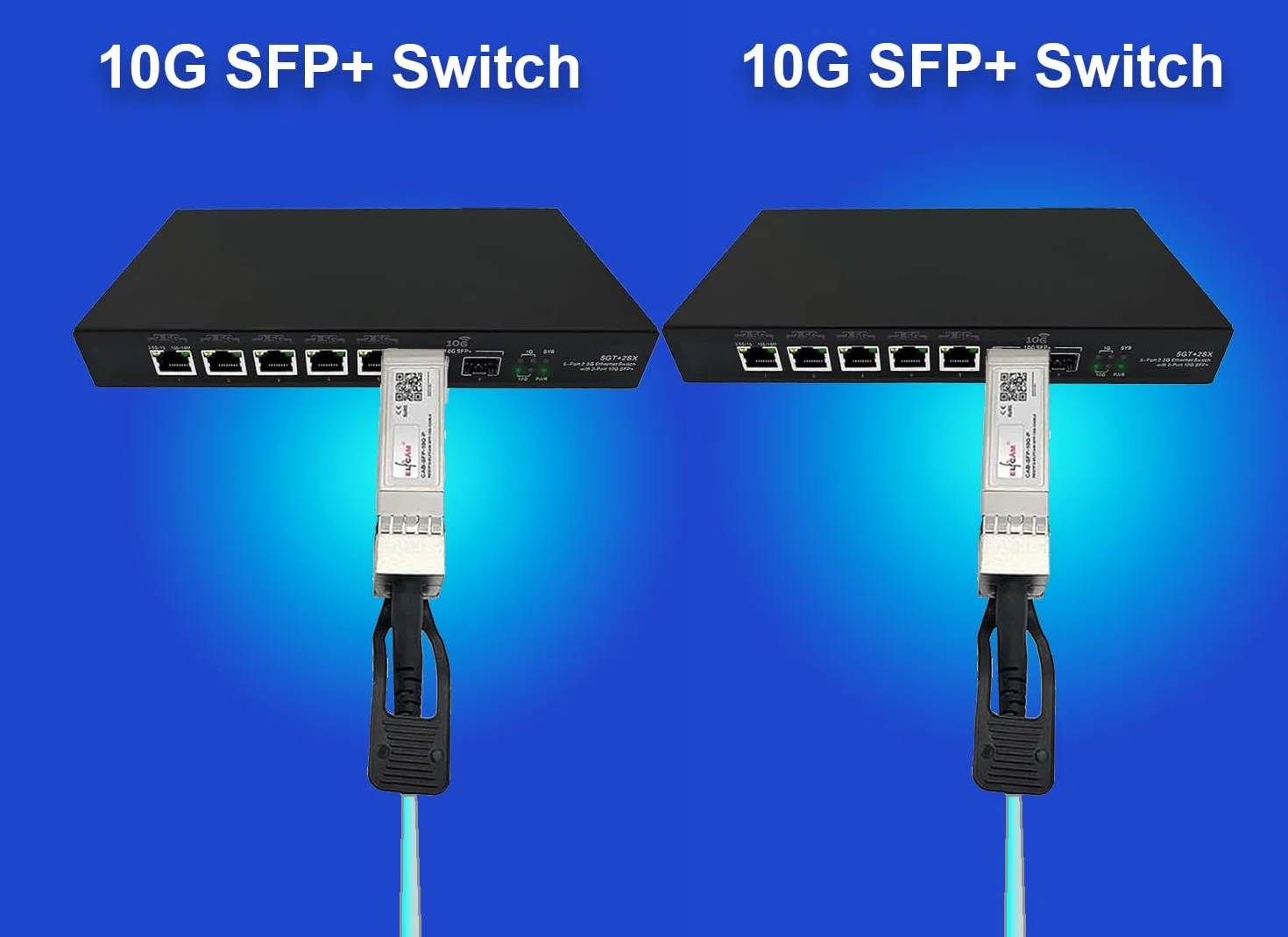 Elfcam® - 50m Kabel światłowodowy OM3 SFP+ do SFP+ AOC 10 Gb/s, Kompatybilny z SFP-10G-AOC, 50 Metrów