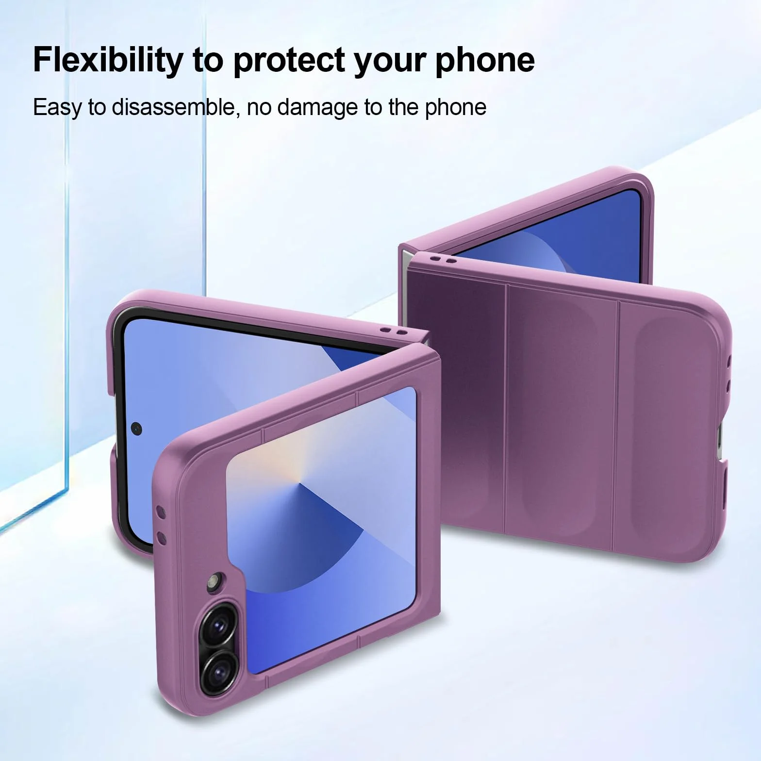 Silikonowy Etui do Samsung Galaxy Z Flip 6, Miękką Wyściółką Wewnętrzną z Mikrofibry, Obiektywem Aparatu Pełna Ochrona, Osłona Odporna na Uderzenia - fioletowe