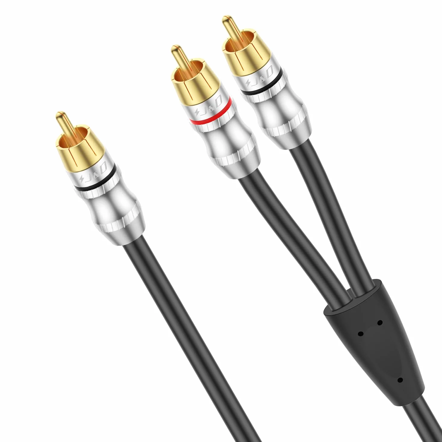 J&D Kabel RCA, 1 na 2 wtyki rozdzielacz Y, cyfrowy kabel stereo do subwoofera, kina domowego, 0,9 m