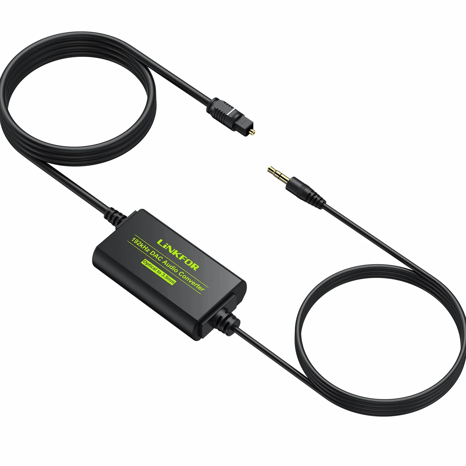 LiNKFOR Konwerter SPDIF do 3,5 mm,Przetwornik cyfrowo-analogowy,192KHz DAC SPDIF Toslink do 3,5 mm z 1m optyczny kabel do słuchawek,Wzmacniacz i głośnik