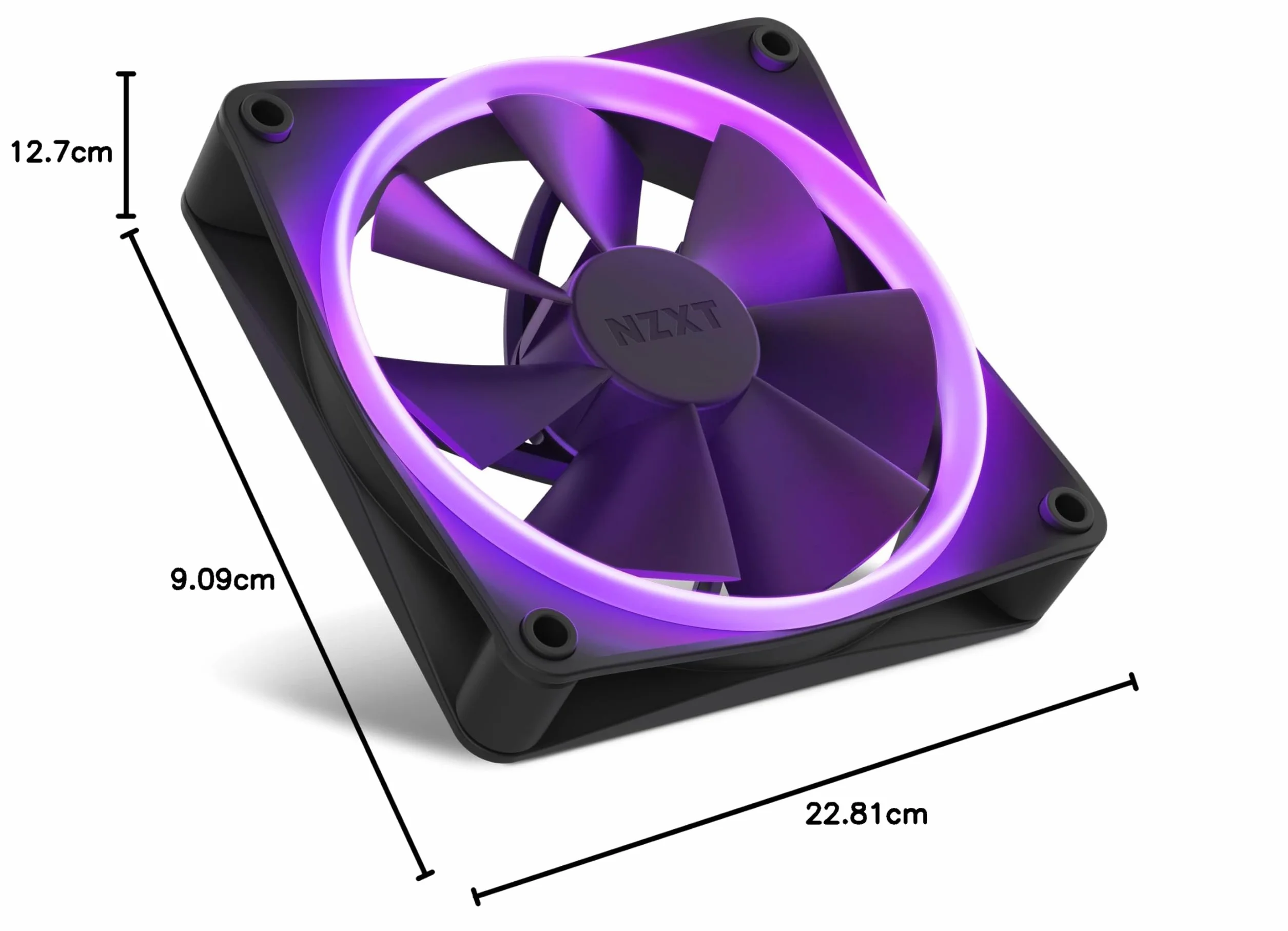 NZXT Wentylatory RGB F120 RF-R12TF-B1, zaawansowane dostosowanie oświetlenia RGB, ciche chłodzenie, potrójny wentylator (RGB i kontroler) wentylator 120 mm, czarny
