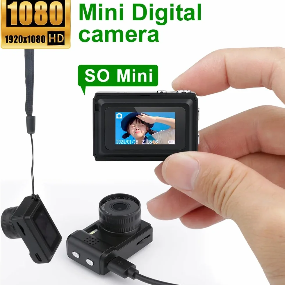 Mini aparat cyfrowy z ekranem LCD lampa błyskowa LED 1080P Full HD 128 GB karta SD Monoreflexes Shaped CMOS mały kompaktowy przenośny rejestrator wideo