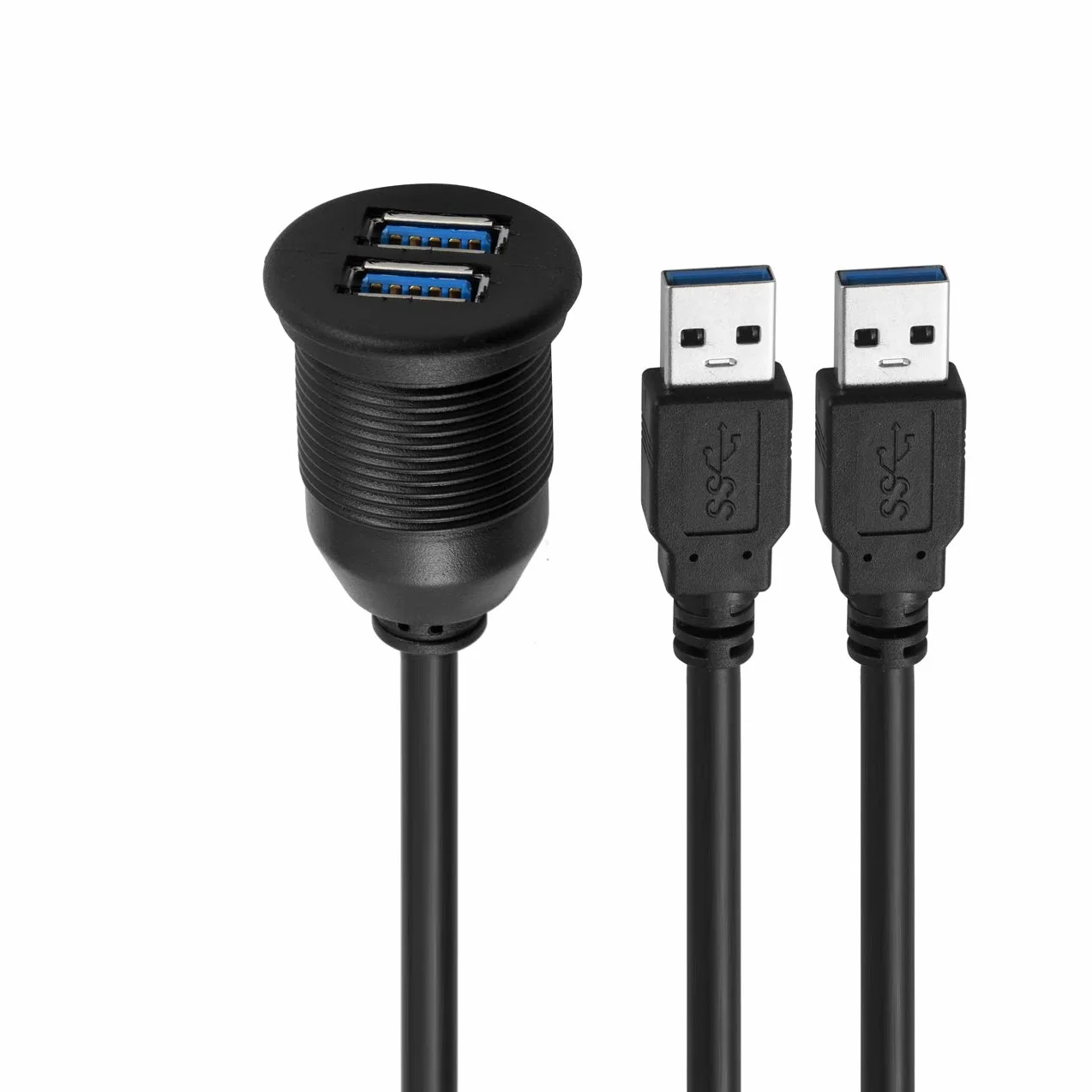 Kabel USB do deski rozdzielczej, do montażu wpuszczanego, 1 m, USB 3.0, przedłużacz do deski rozdzielczej, do samochodu, łodzi, motocykla