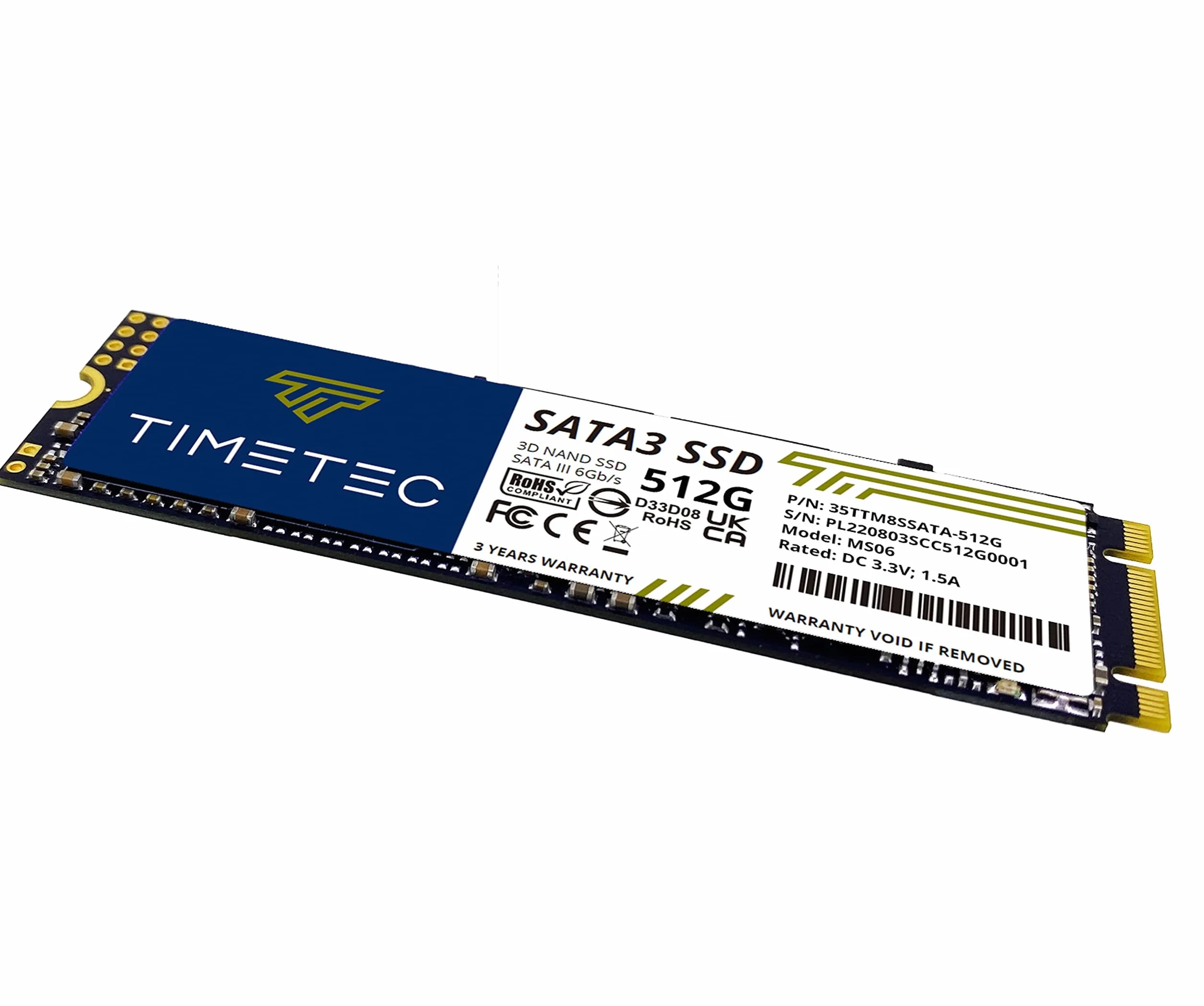 Timetec Dysk SSD 3D NAND TLC SATA III 6 Gb/s M.2 2280 NGFF 64TBW Read Speed Up do 500 MB/s SLC Cache Performance Boost Internal Solid State Drive (1TB Kit (2 x 512 GB))