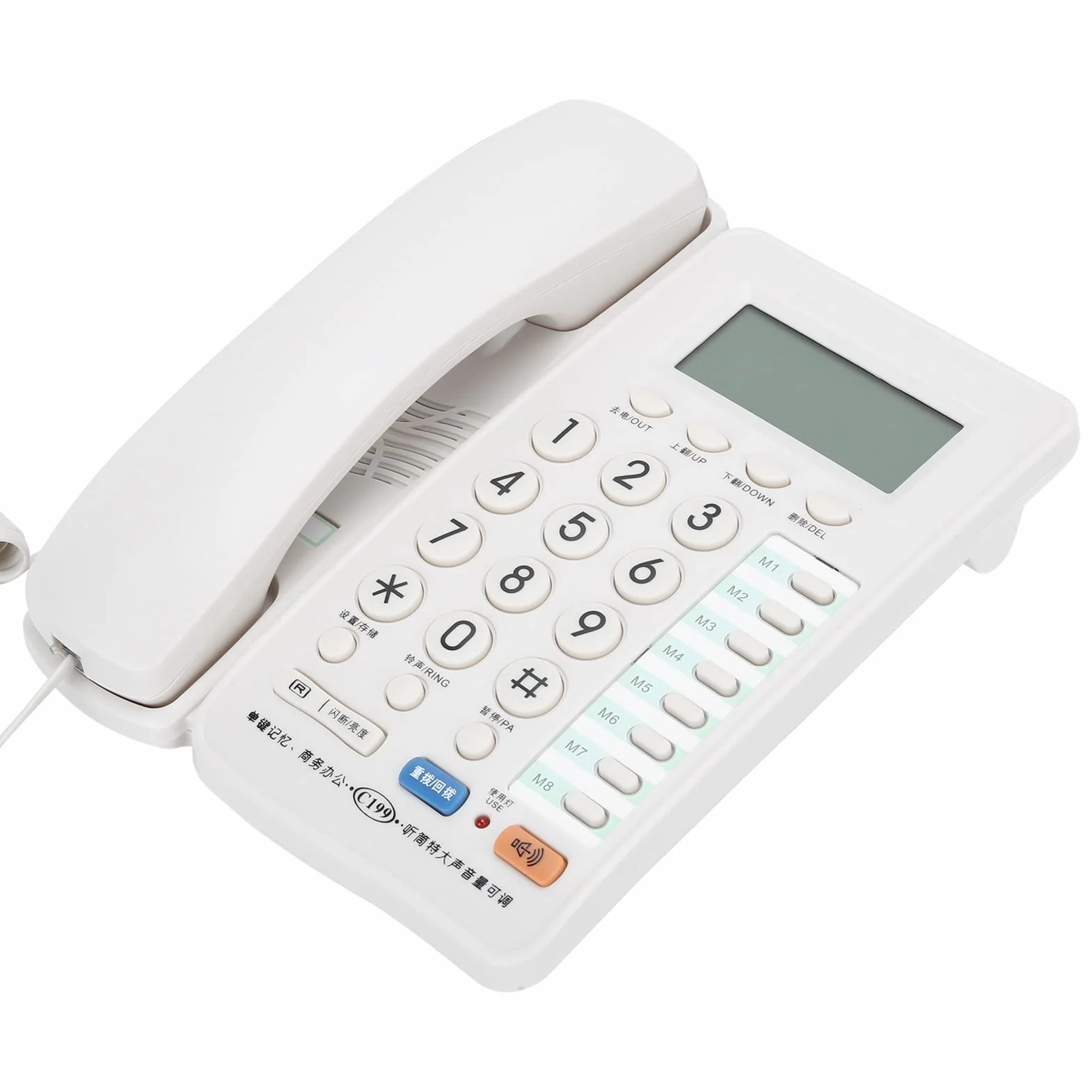 Telefon stacjonarny przewodowy, przenośny przewodowy telefon stacjonarny, zestaw głośnomówiący/przechowywanie numerów, do domowego biura, hotelu, restauracji, firmy