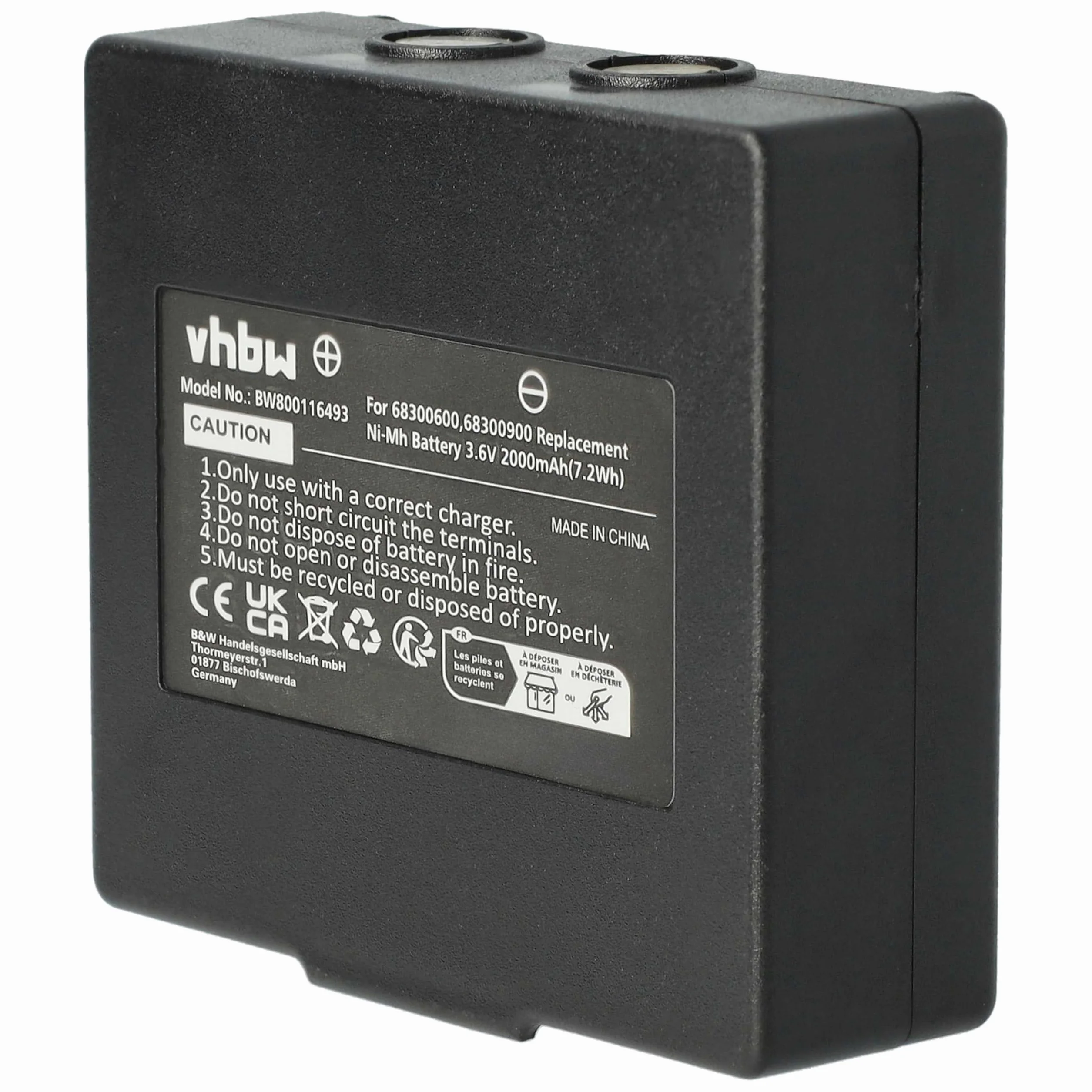 vhbw Bateria 5 X kompatybilna z Hetronic Harris P7370, P5470, P7300, P7350 przemysłowy pilot zdalnego sterowania operatora (2000 mAh, 3,6 V, NiMH)