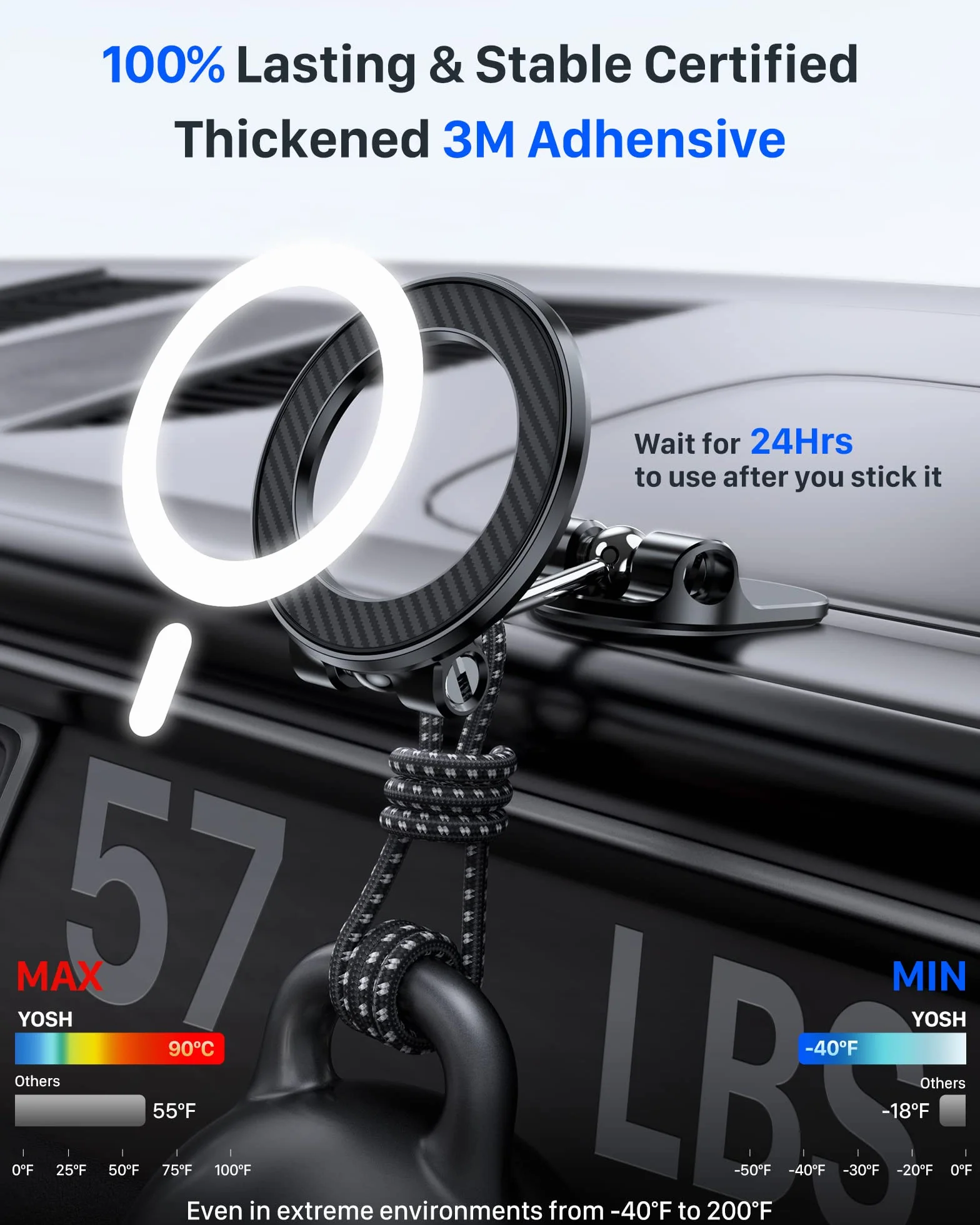 YOSH Odkurzacz do Magsafe magnetyczny uchwyt na telefon do samochodów, nano stabilna przyssawka do przedniej szyby deski rozdzielczej, magnesy N55 do iPhone'a 17 16 15 14 13 Samsung Pixel, niebieski