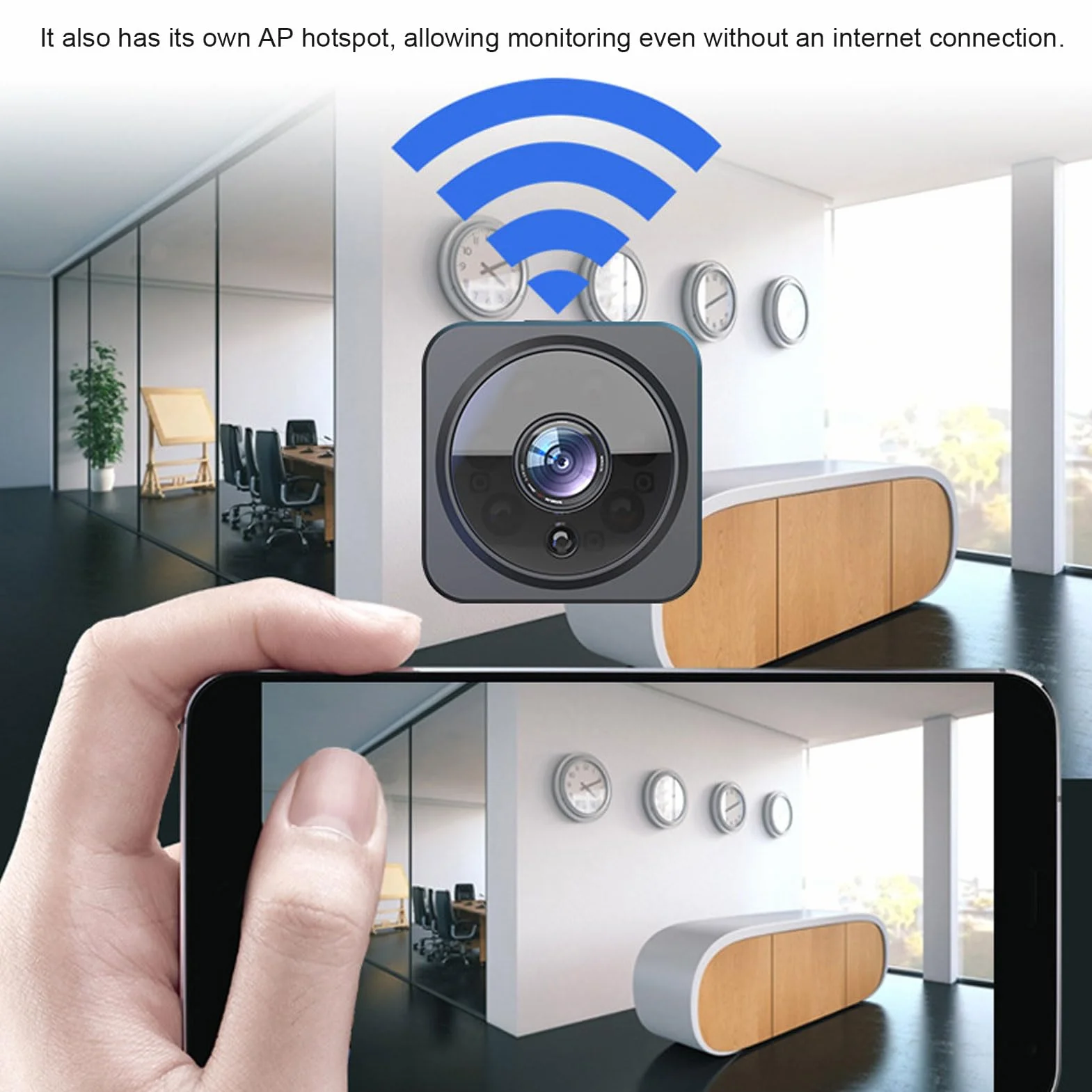Mini Kamera Szpiegowska, Magnetyczna Kamera Wi-Fi 1080P Ukryta Mini Kamera Niania z Noktowizorem Wykrywanie Ruchu 2-drożny Dźwięk Bezprzewodowa Wewnętrzna Kamera Bezpieczeństwa