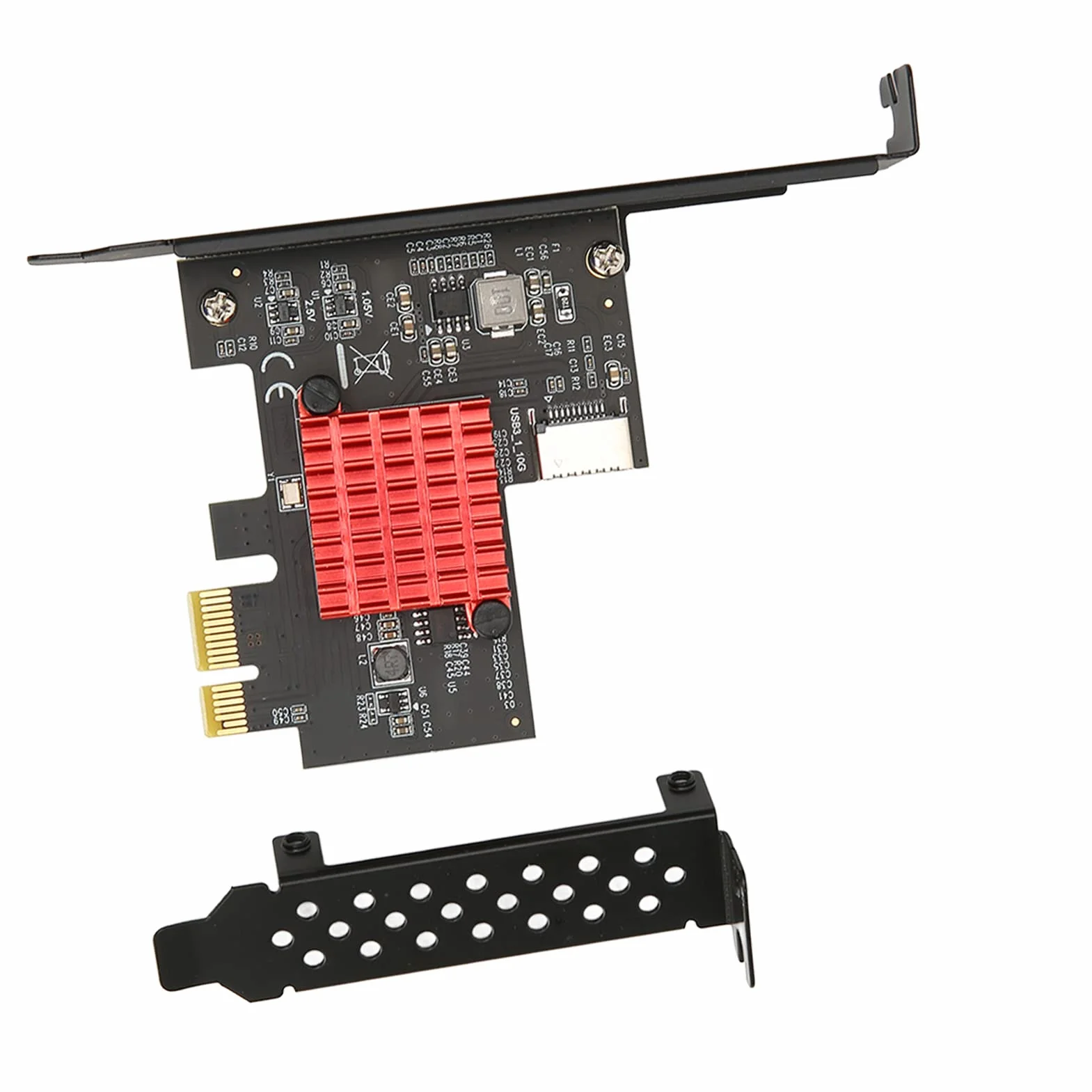 Karta Rozszerzeń USB3.2 GEN2 z Przodu TYP E, Obsługa Adaptera Przedniego Panelu USB 10 Gb/s KLUCZ A TYP E Karta Rozszerzeń Interfejsu PCIE 3.0 2X dla dla (ASM3142 Sterowanie główne)