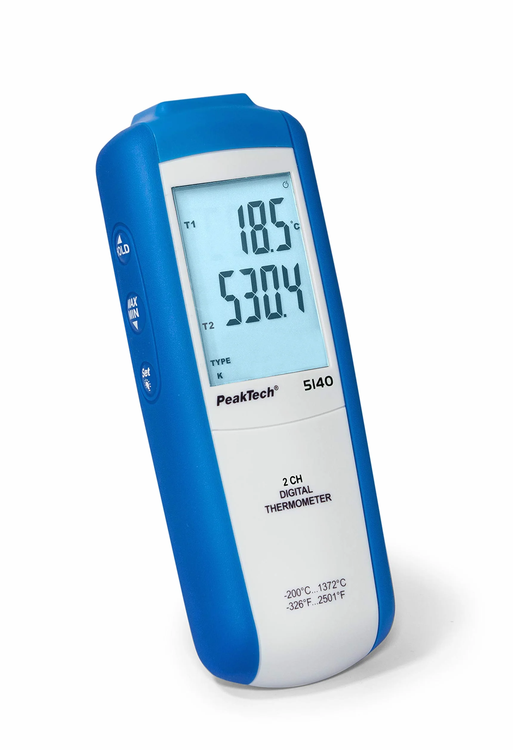 PeakTech P 5140 - Termometr Cyfrowy 2 CH, 3 1/2 cyfry, -200...+1372°C