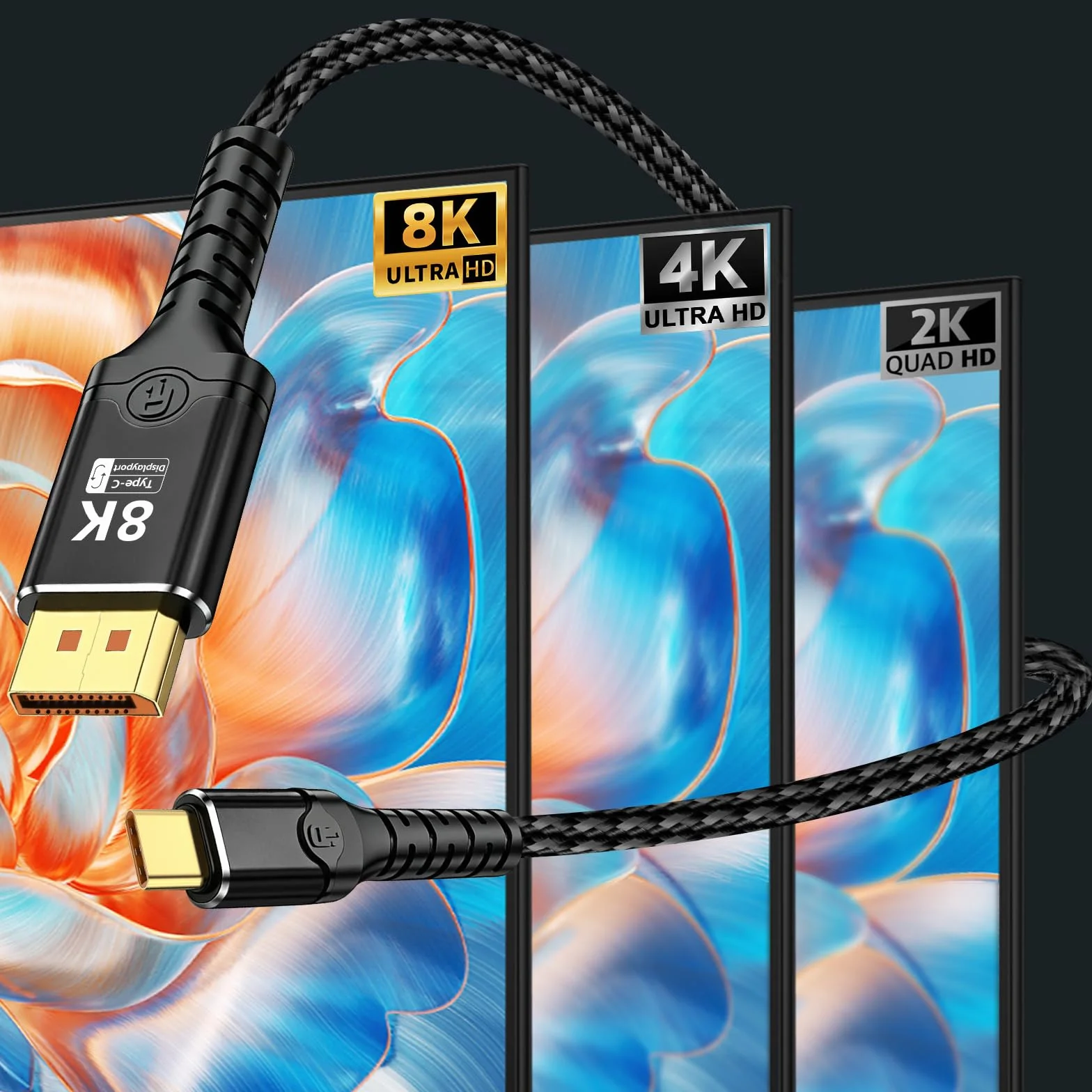 Kabel USB-C na DisplayPort 1.4 dwukierunkowy Thunderbolt 3/4/5 na DP 8K@60Hz 3m