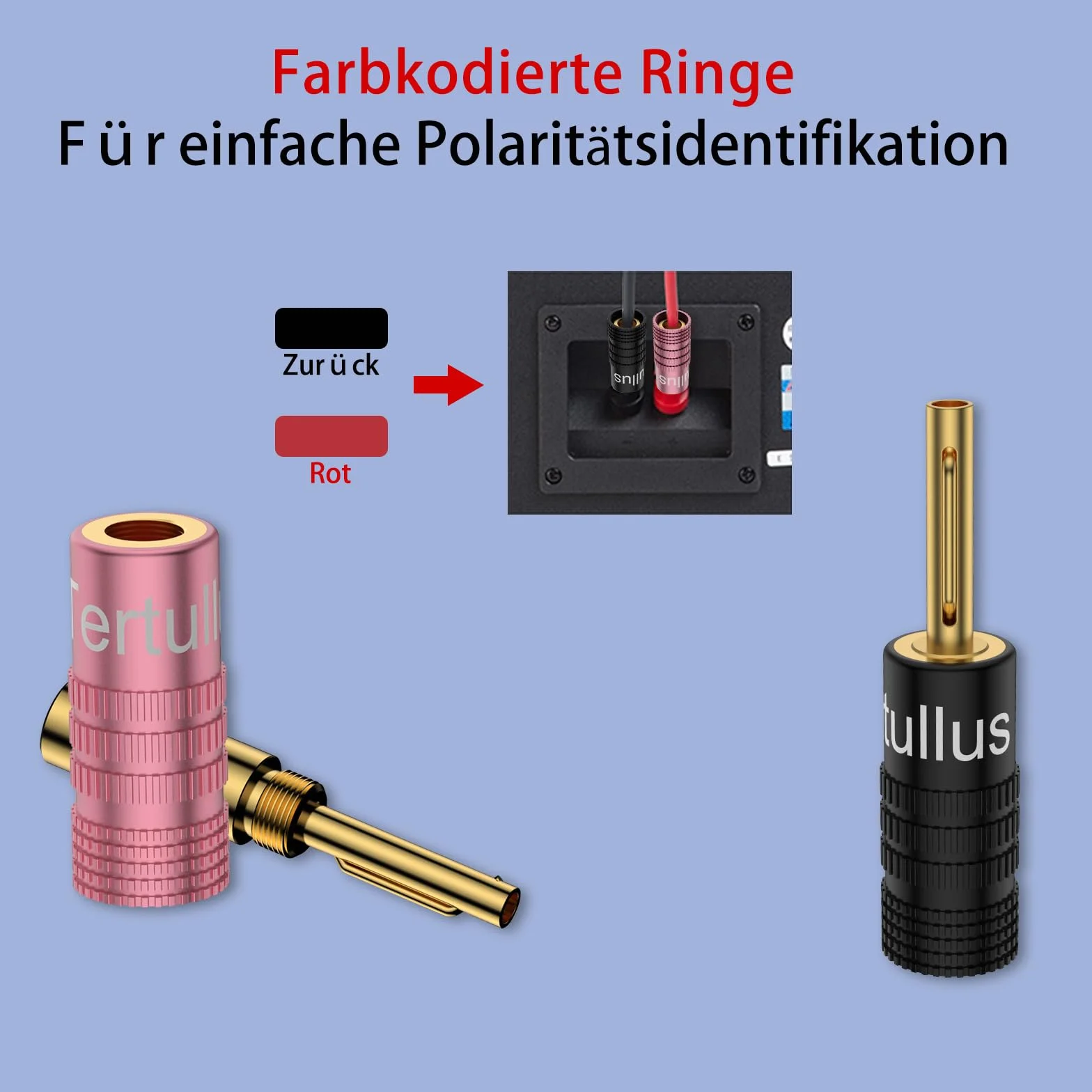 Tertullus 8 sztuk wtyczek bananowych do kabli do 4 mm, podwójne śruby, 8-20 AWG, banany do kabla głośnika, kina domowego, muzyków i wielu innych (różowe klipsy)