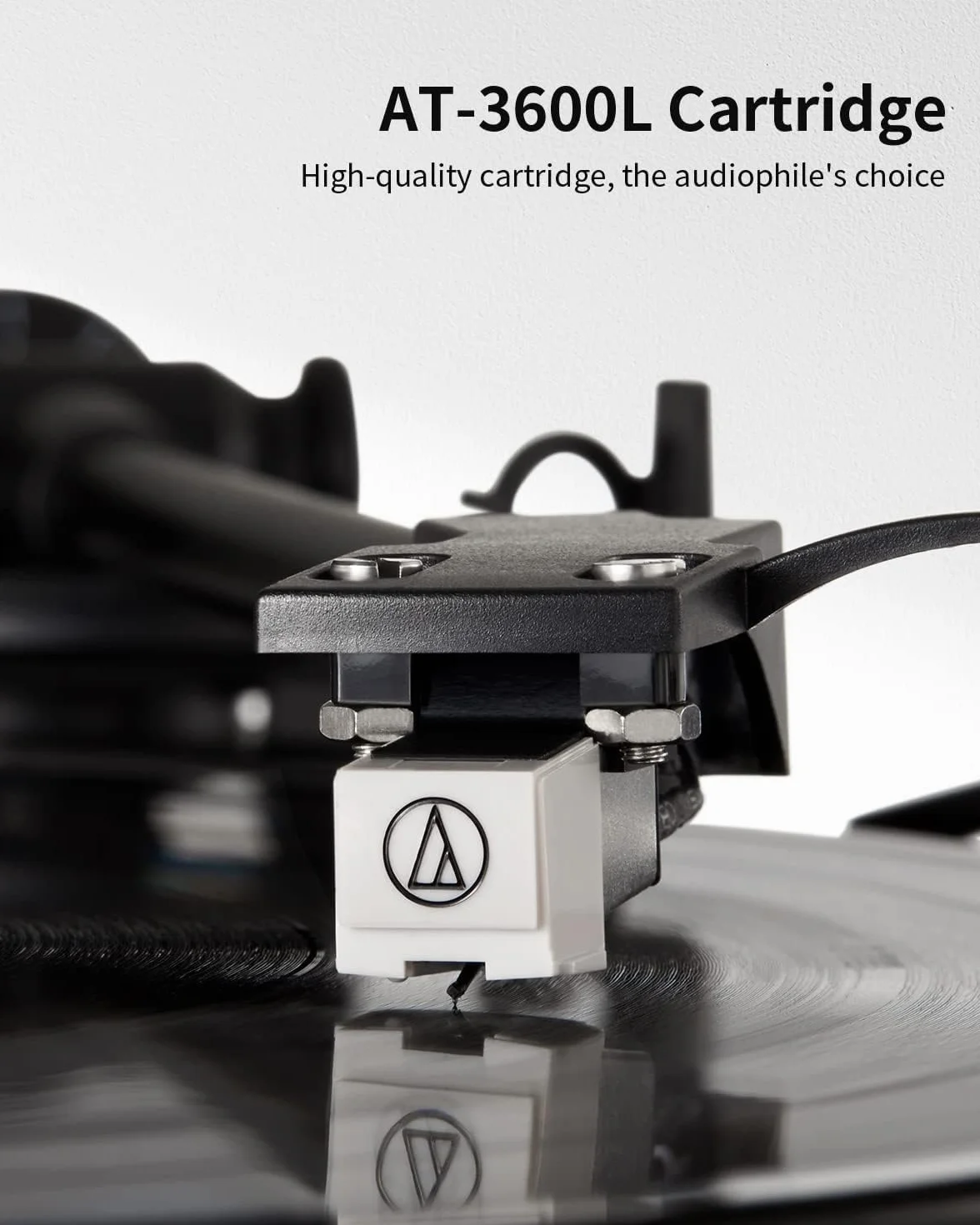 ANGELS HORN Bluetooth Hi-Fi Gramofon z Wbudowanymi Głośnikami | Wbudowany przedwzmacniacz phono, wkładka magnetyczna AT-3600L, napęd paskowy 33/45 RPM i regulowana przeciwwaga