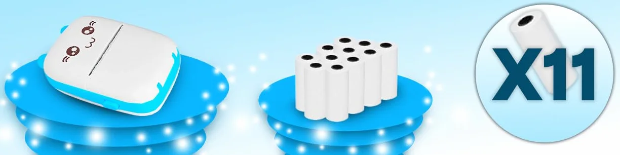 Retoo Mini drukarka fotograficzna Bluetooth 11 rolek papieru