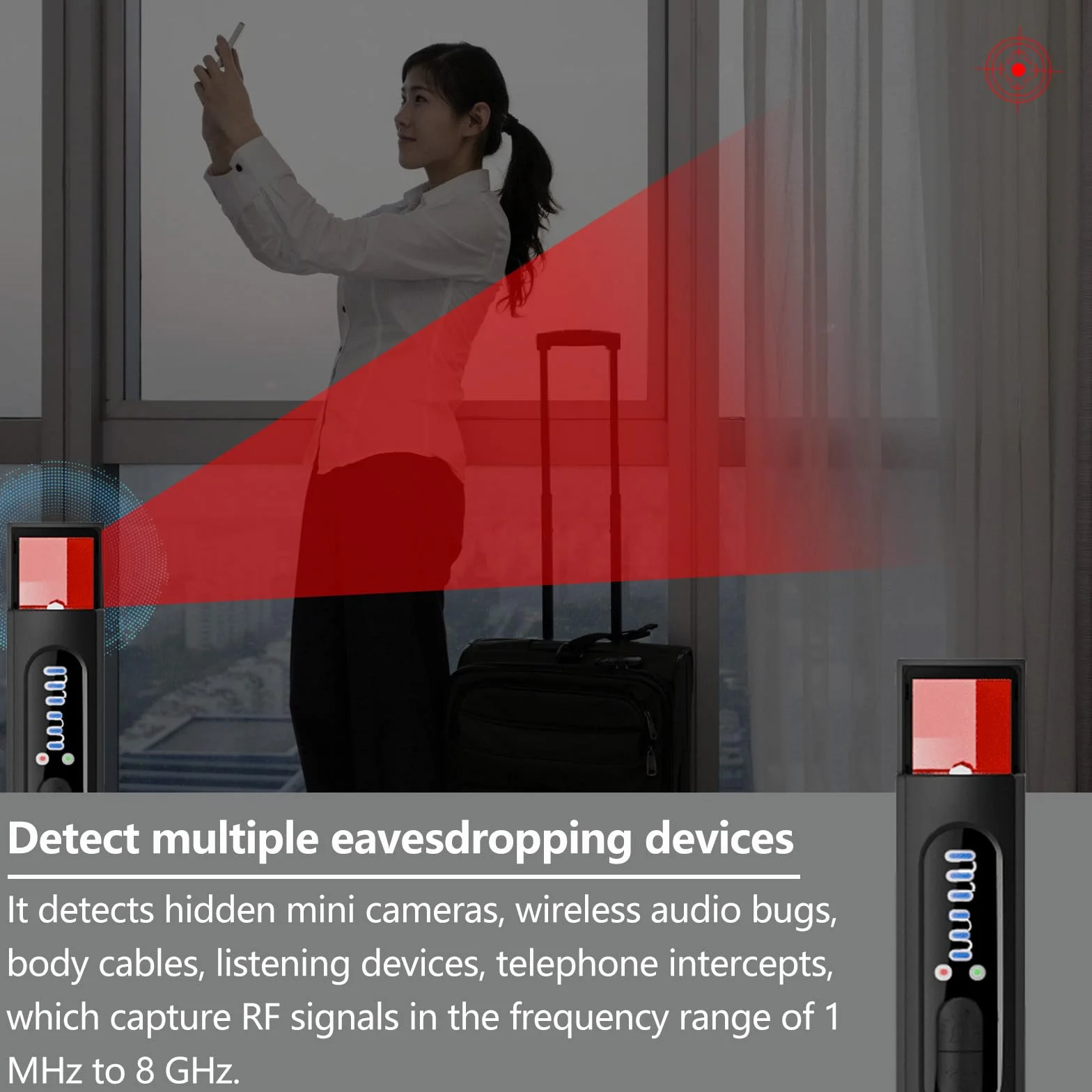 GBKDQQ Bezprzewodowy wykrywacz pluskiew RF, ukryta kamera, wykrywacz pluskiew, wykrywacz błędów, lokalizator GPS, lokalizator sygnałów, aparaty podsłuchowe, kamery radiowe, do domu, biura, podróży
