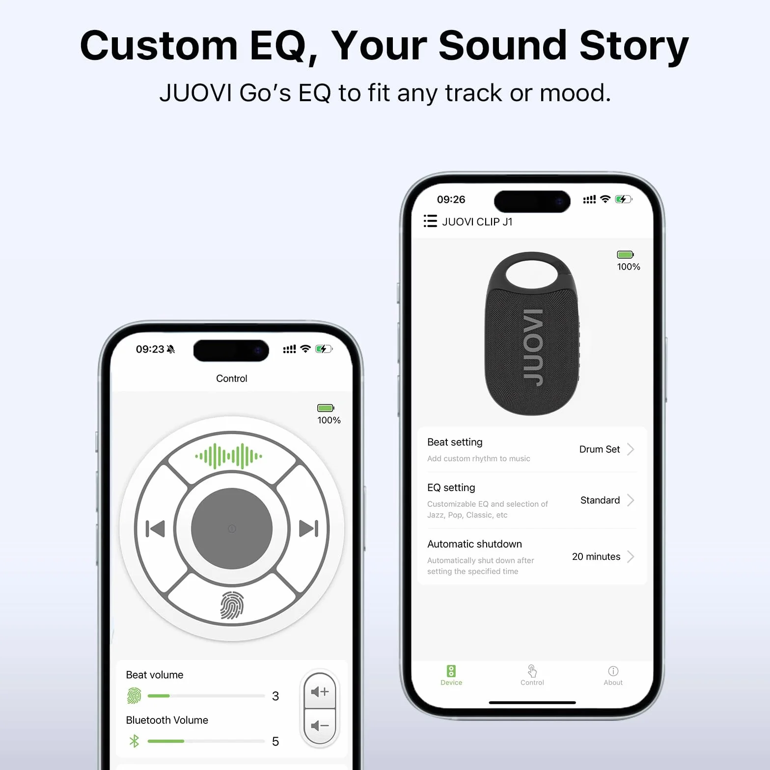 JUOVI CLIP J1 Bluetooth Speaker Portable Speaker z czasem odtwarzania 24h | wodoodporność IP68, zintegrowany karabińczyk, tryb Beat, idealny dla sportu zewnętrznego, imprez, podróży, plaży i użytku w