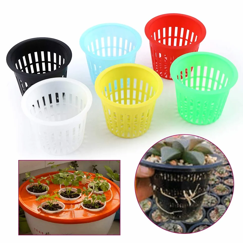 Kosz do Sadzenia 10 Sztuk Heavy Duty Mesh Pot Net Cup Hydroponiczna Roślina Hydroponika Czarny