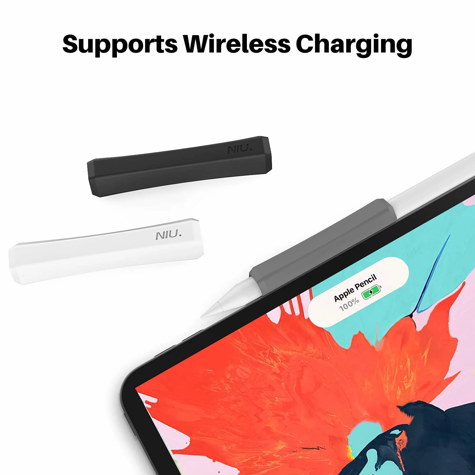 NIUTRENDZ Silikonowy uchwyt do Apple Pencil 2. generacji i Apple Pencil (USB-C) ergonomiczna konstrukcja pokrowiec ochronny biały szary czarny