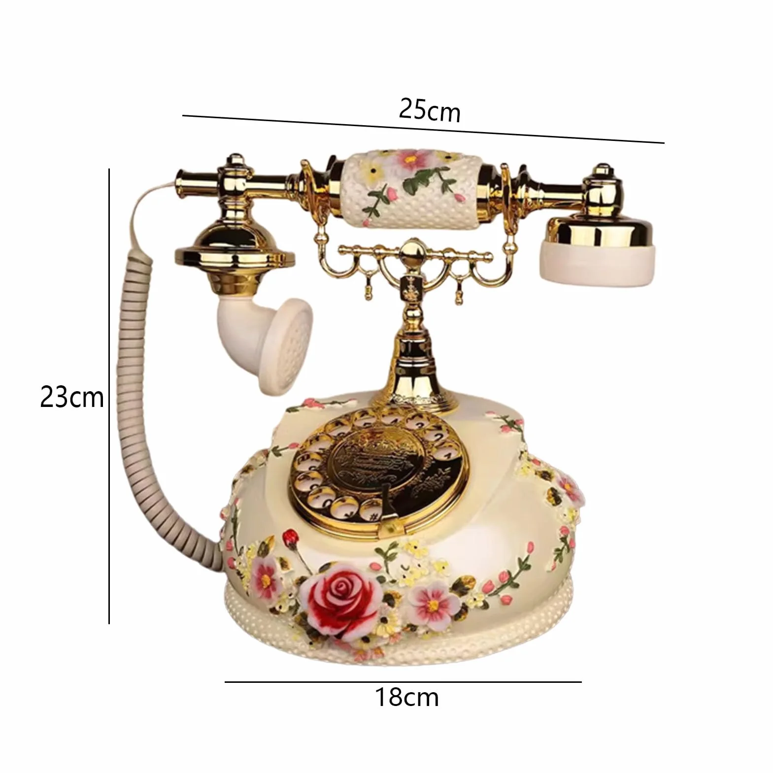 Zabytkowy telefon stacjonarny z obrotową tarczą, antyczny telefon dekoracyjny do domu, biura, hotelu