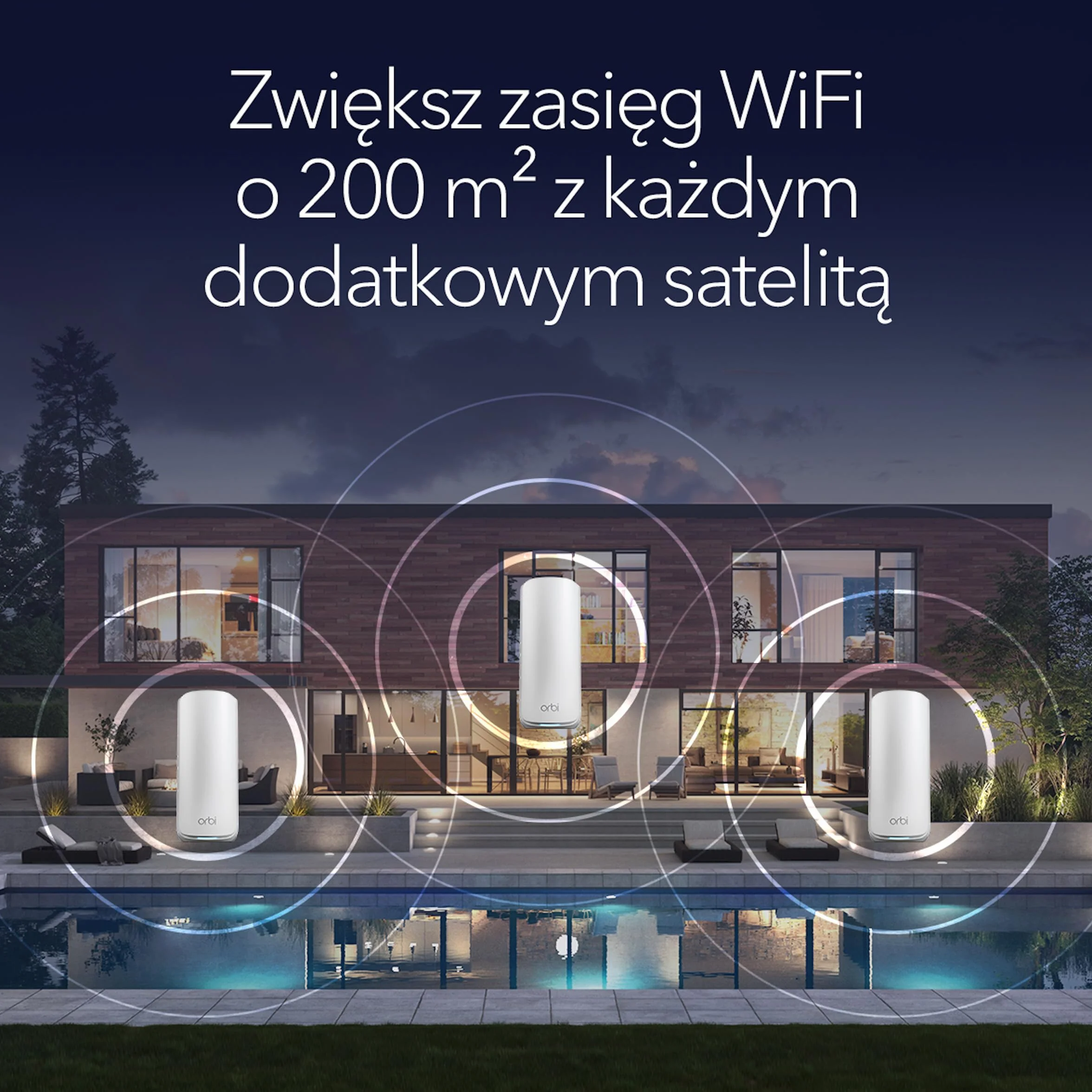 NETGEAR - Satelita Mesh Tri-Band WiFi 7 dodatku do serii Orbi 870 (RBE870) - kompatybilny z Orbi RBE872 i RBE873 - funkcje bezpieczeństwa, zasięg do 200 m2 - standard BE21000 802.11be (do 21 Gb/s)