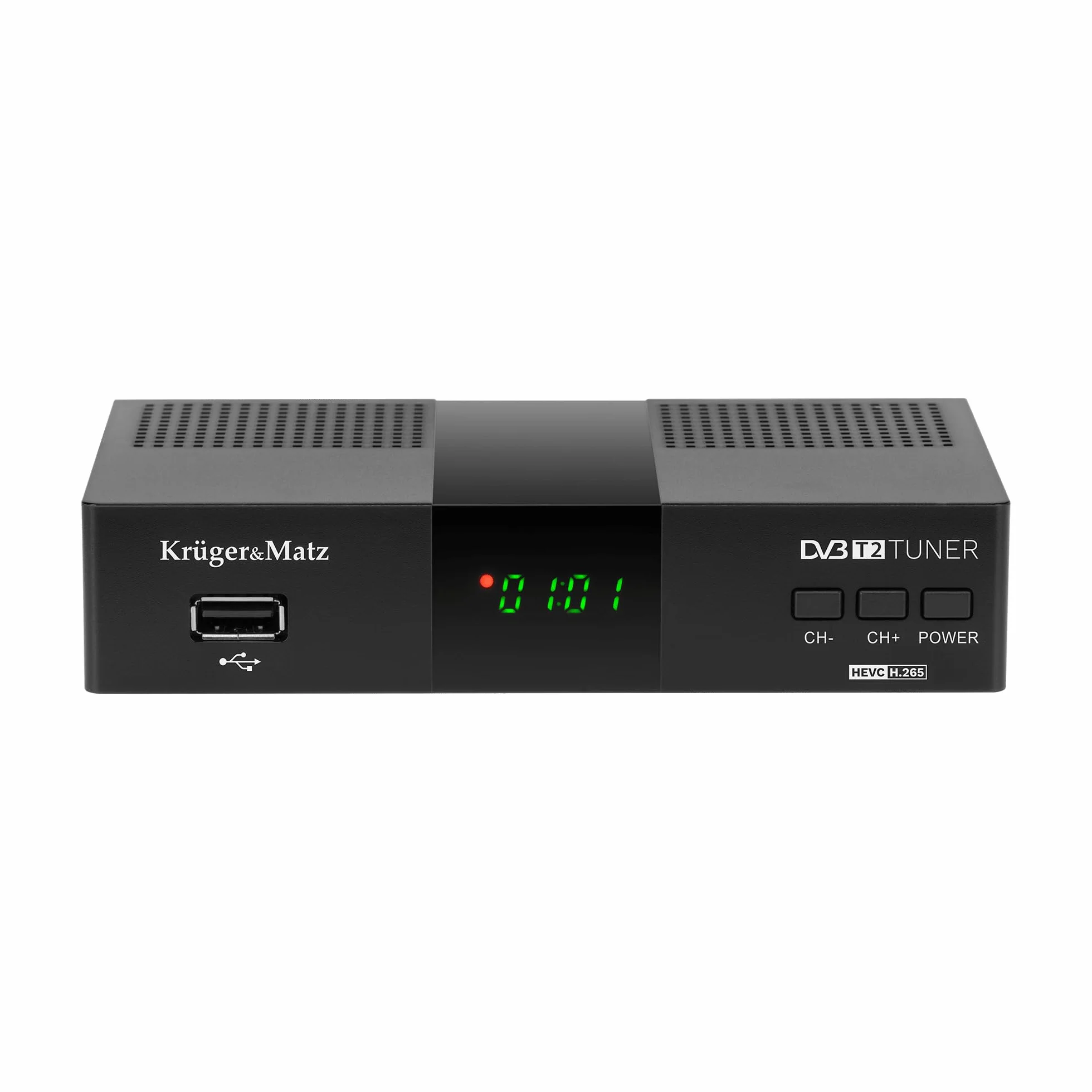 Krüger&Matz Tuner DVB-T2 H.265 HEVC rozdzielczość 1920x1080 px KM0550D Timer Timeshift Telegazeta Ulubione Kanały 512 Mb RAM