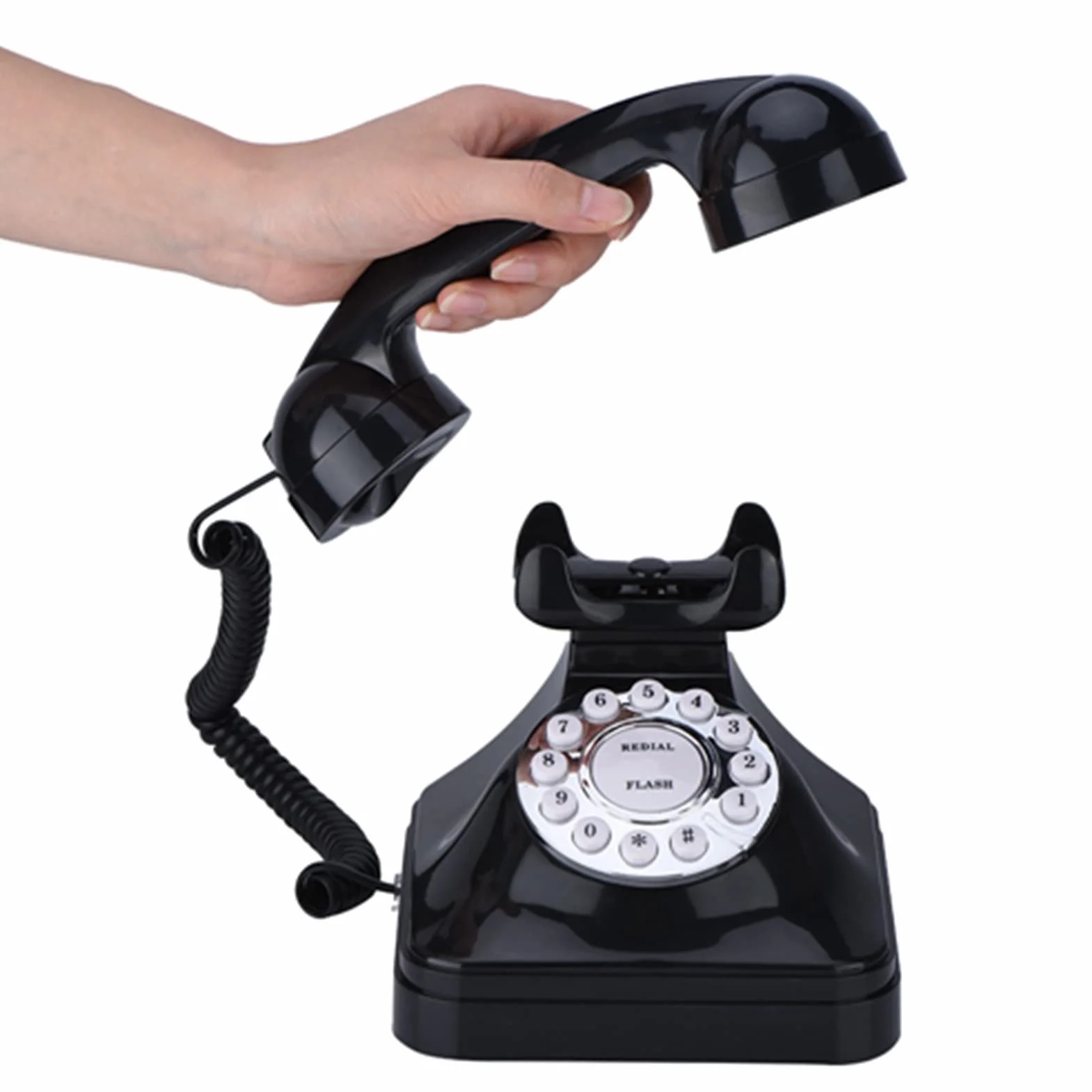 Vintage telefon, WX-3011 telefon stacjonarny Vintage czarny wielofunkcyjny plastikowy telefon domowy przewód retro telefon stacjonarny antyczny wystrój Vintage wystrój